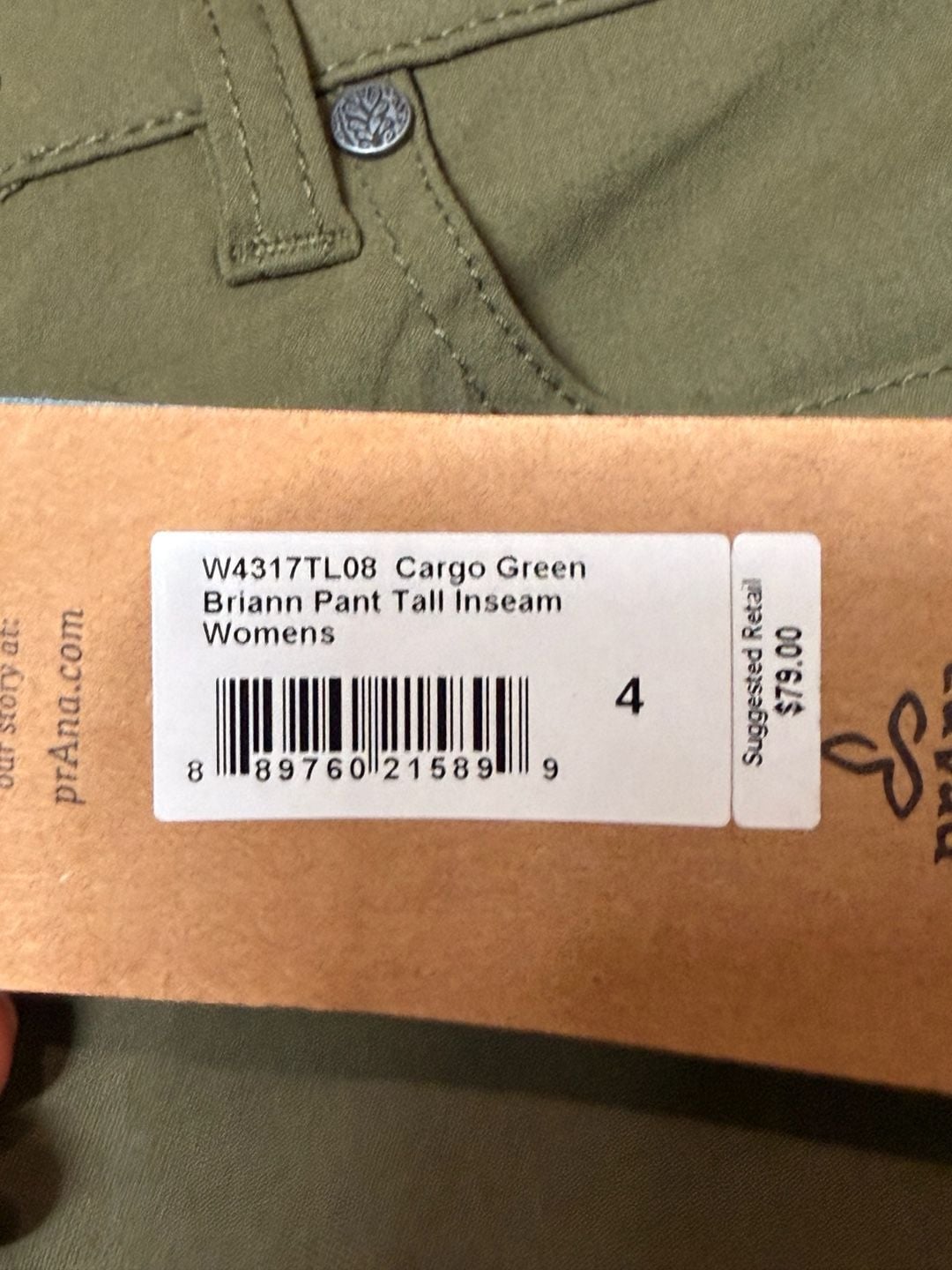 Prana Briann Pant Tall Inseam Size 4 Cargo Green Stretch Zion 5