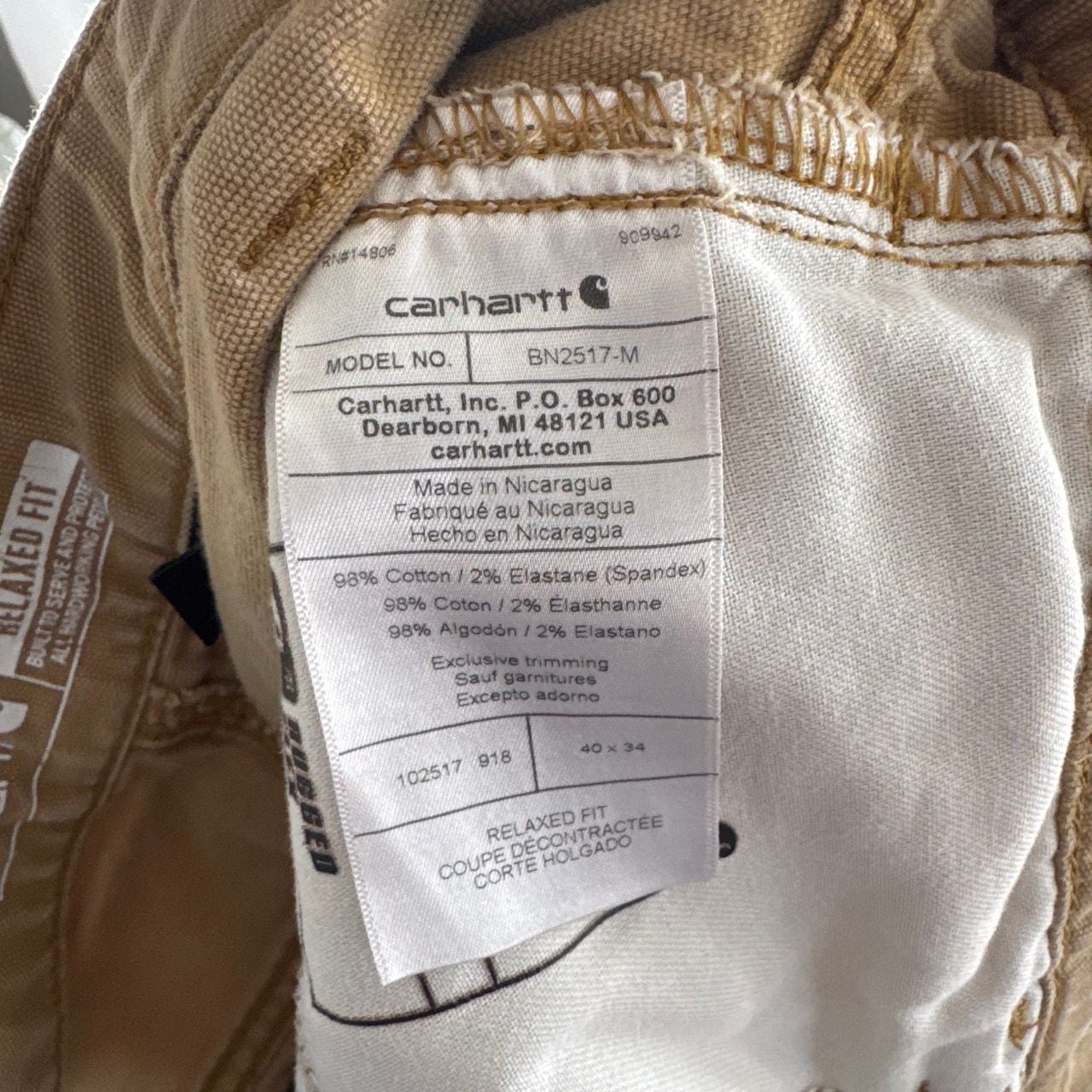 Carhartt Canvas Utility Pants Tan Size 34x30 7