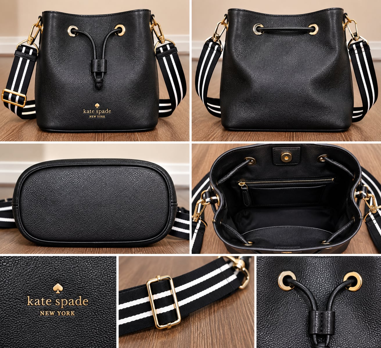 Kate Spade New York Black Leather Bucket Bag 2