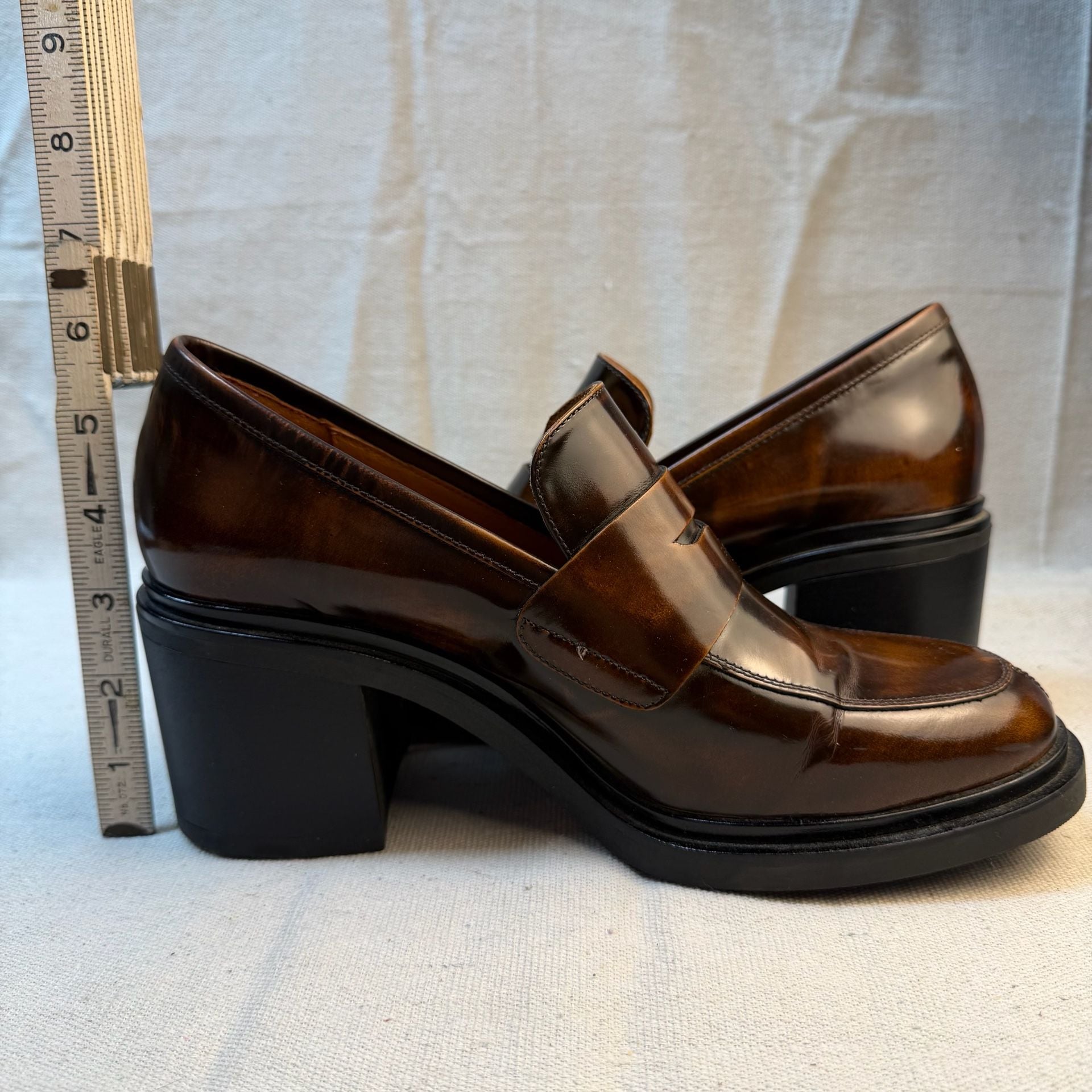 Maeve Heeled Penny Loafers Size 39 Brown Platform Block Heel 6