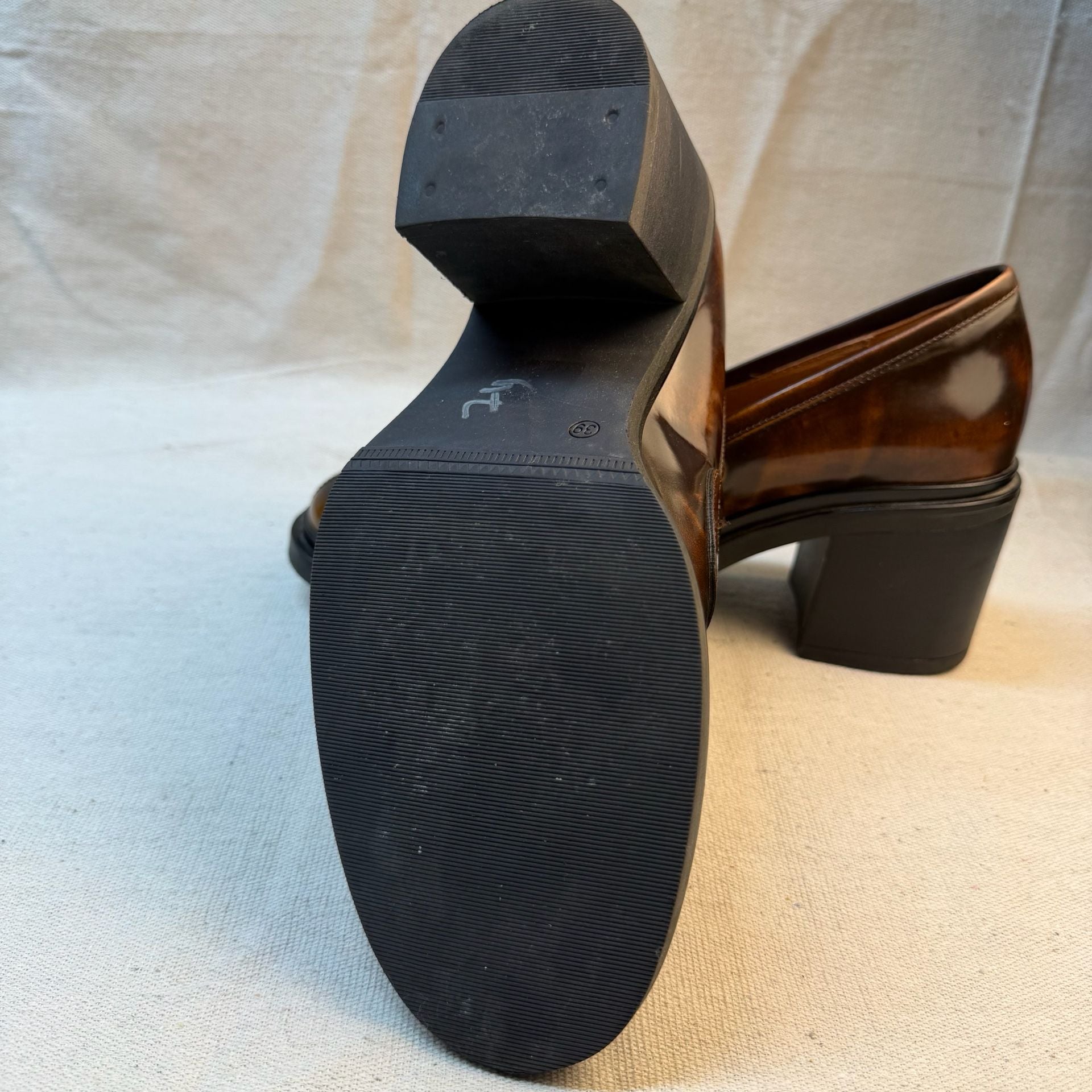 Maeve Heeled Penny Loafers Size 39 Brown Platform Block Heel 7