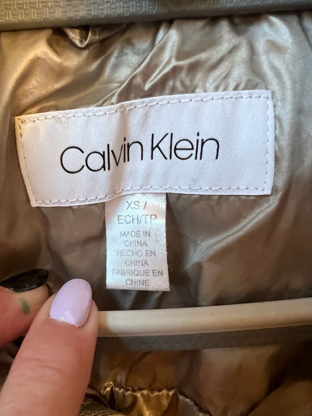 Calvin Klein Puffer Vest Size XS Metallic Gold Full Zip 4