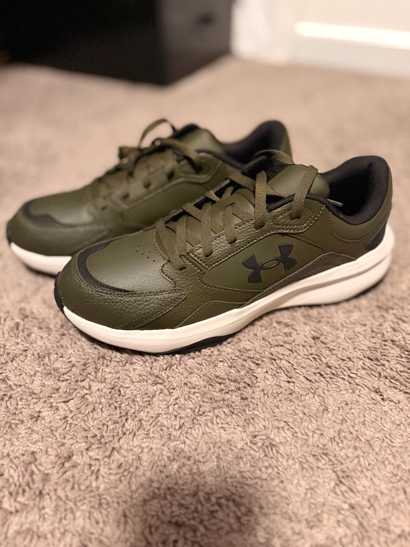 Under Armour Sneakers Size 13 Green Leather Athletic Shoes 3