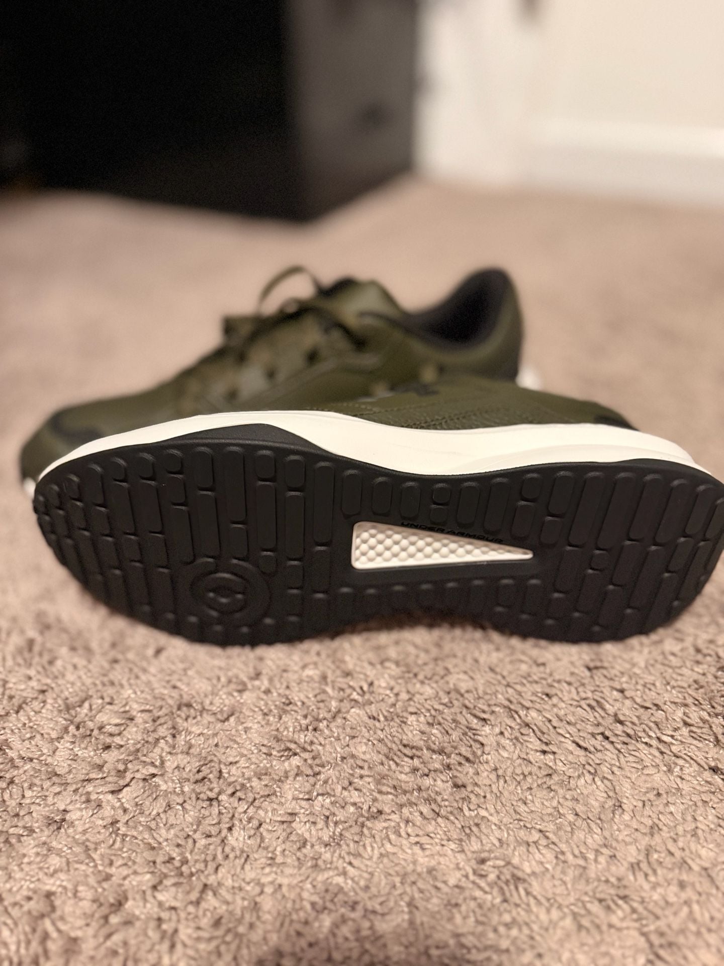 Under Armour Sneakers Size 13 Green Leather Athletic Shoes 4