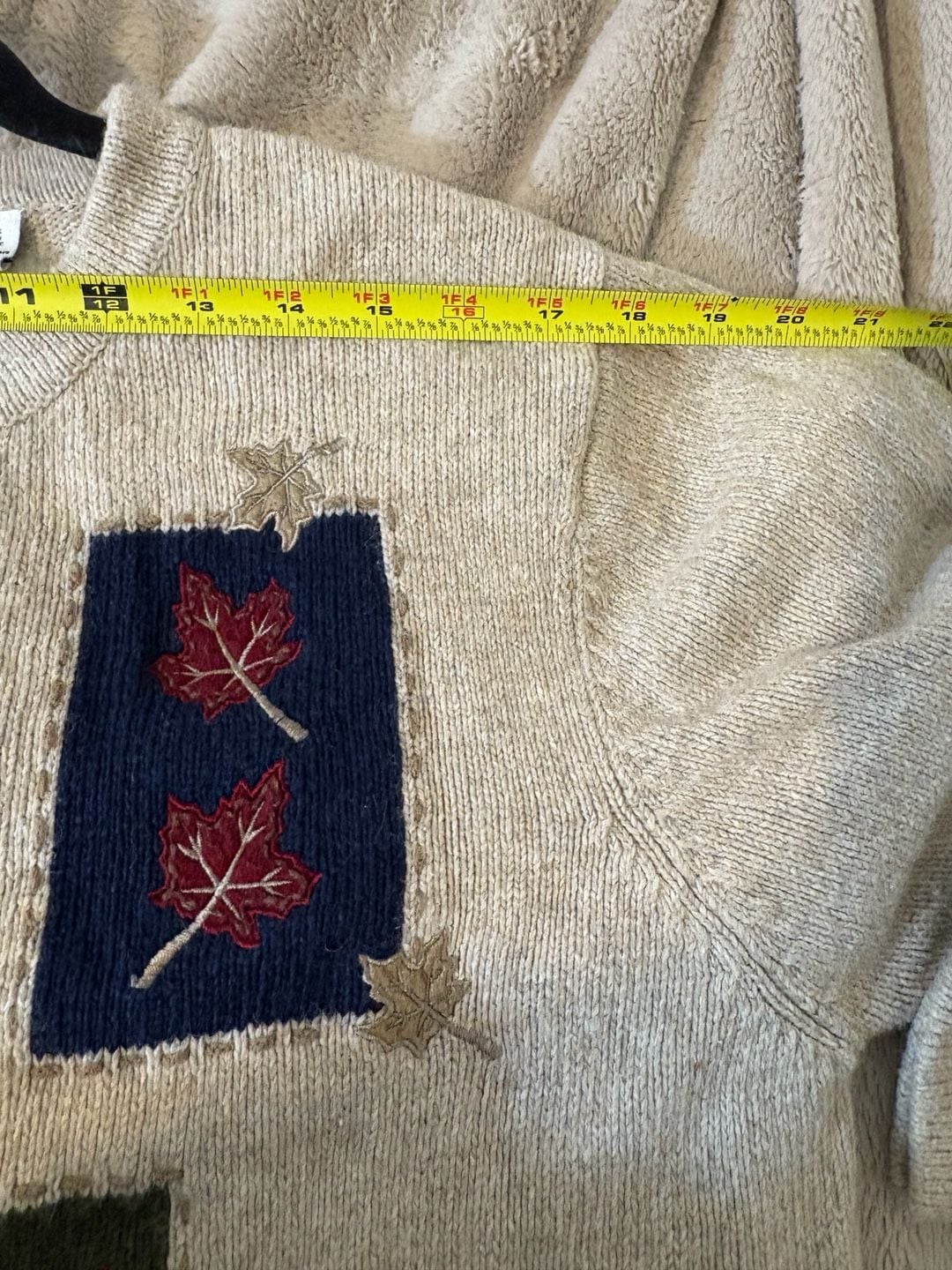 Croft & Barrow Fall Autumn Patchwork Cardigan Sweater Size L 5