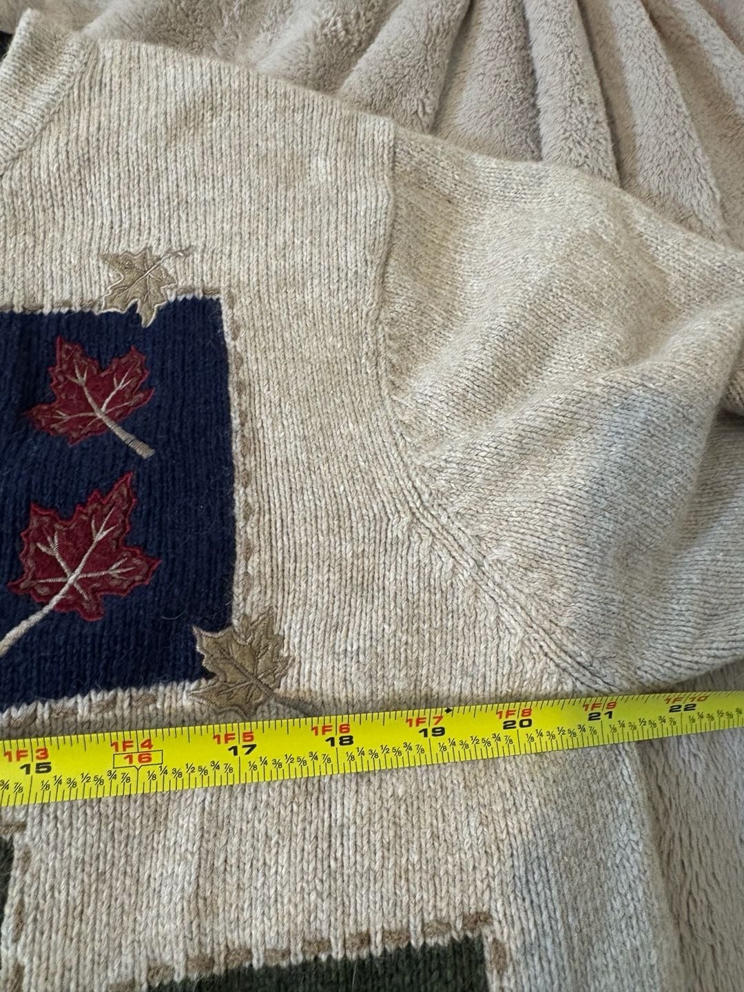 Croft & Barrow Fall Autumn Patchwork Cardigan Sweater Size L 6