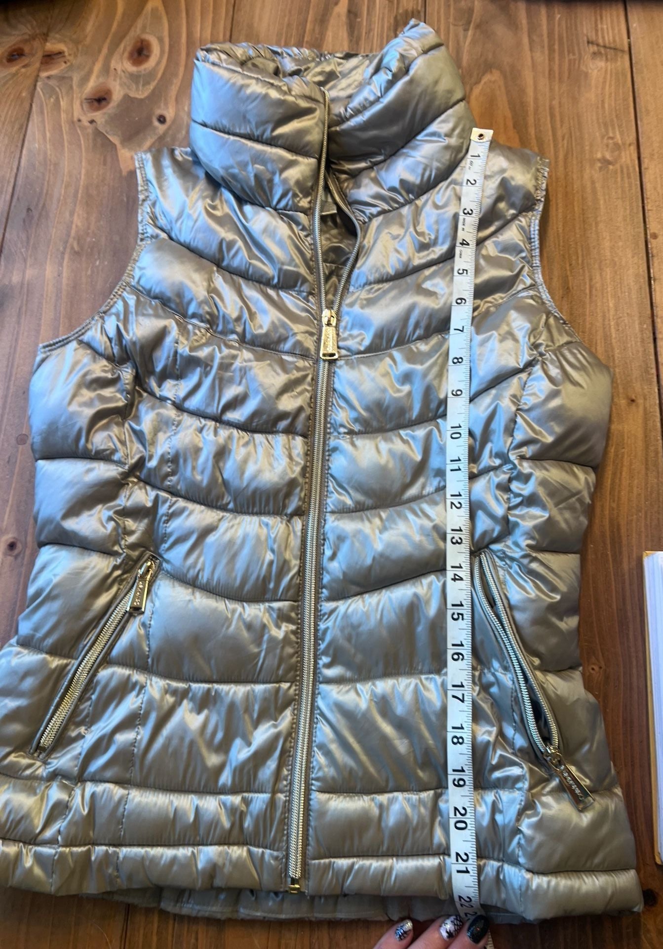 Calvin Klein Puffer Vest Size XS Metallic Gold Full Zip 8
