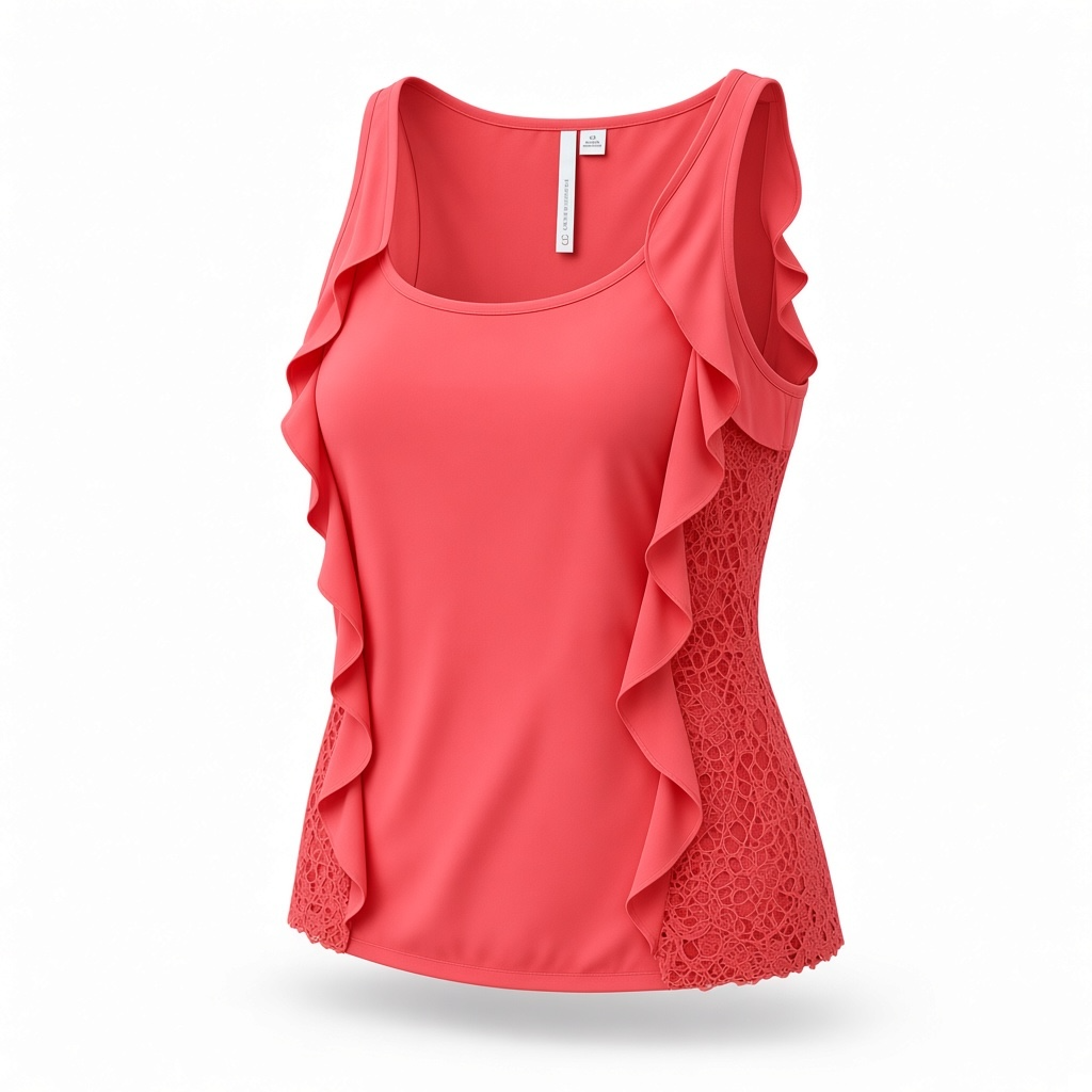 LC Lauren Conrad Ruffle Lace Tank Top Size XS Coral 2