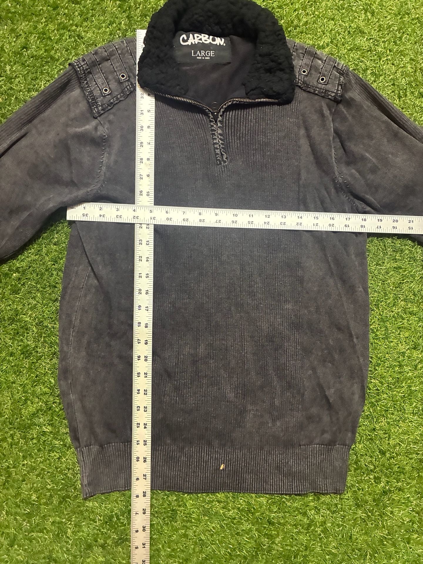 Carbon Sherpa Collar Quarter Zip Sweater Size Large 7