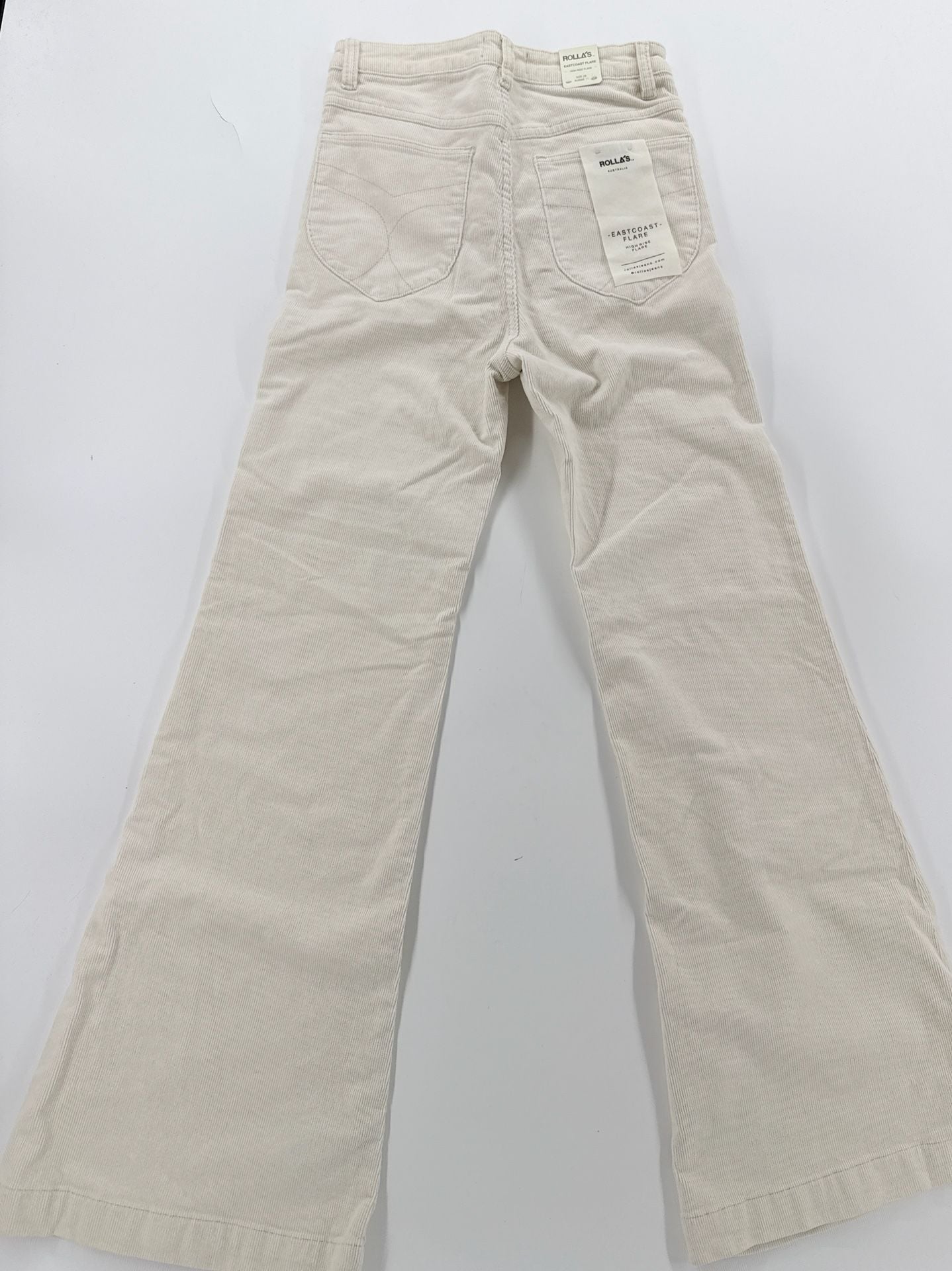 Rollas Eastcoast Flare Corduroy Pants Size 28 Off White 3