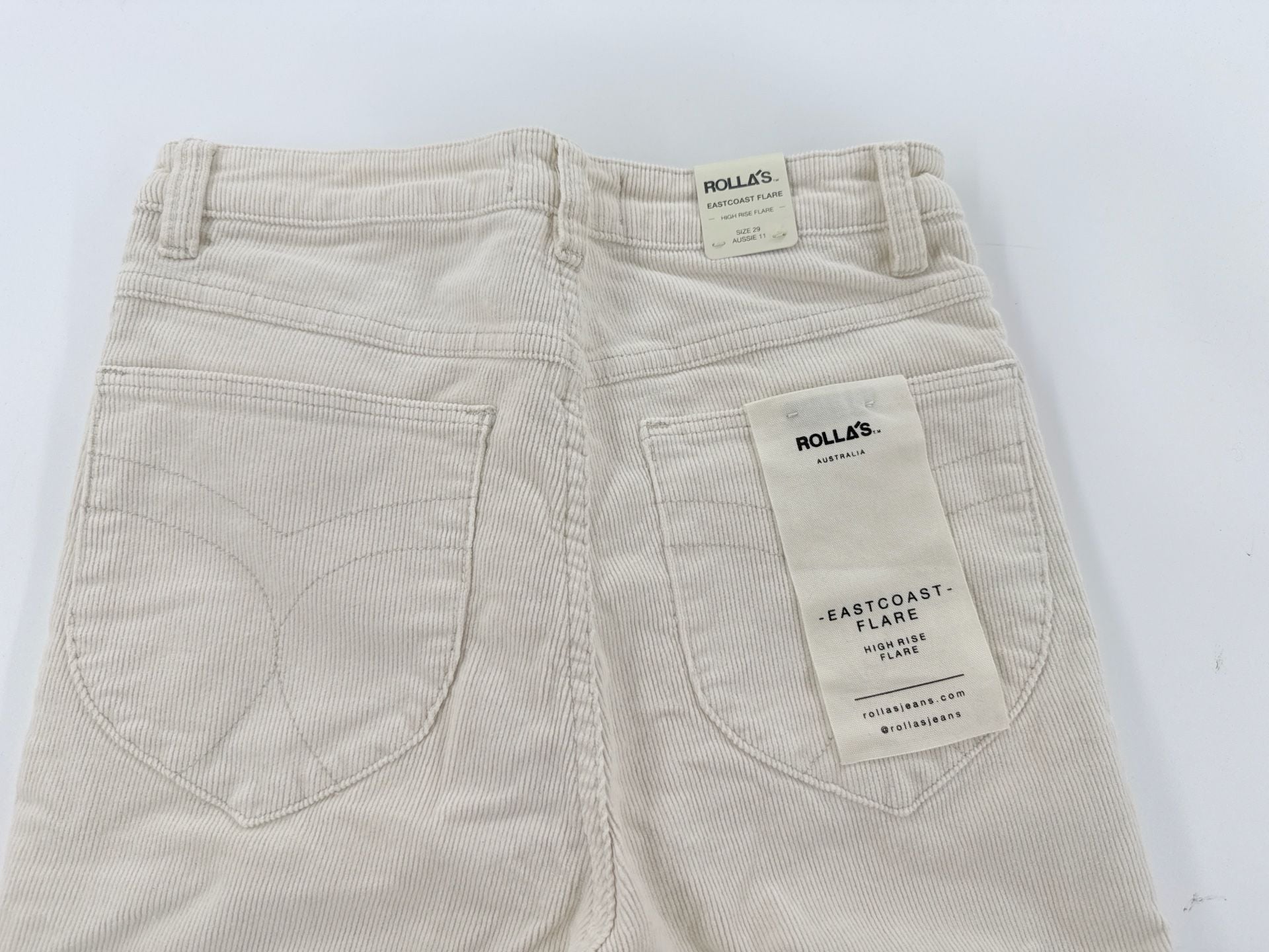 Rollas Eastcoast Flare Corduroy Pants Size 28 Off White 2
