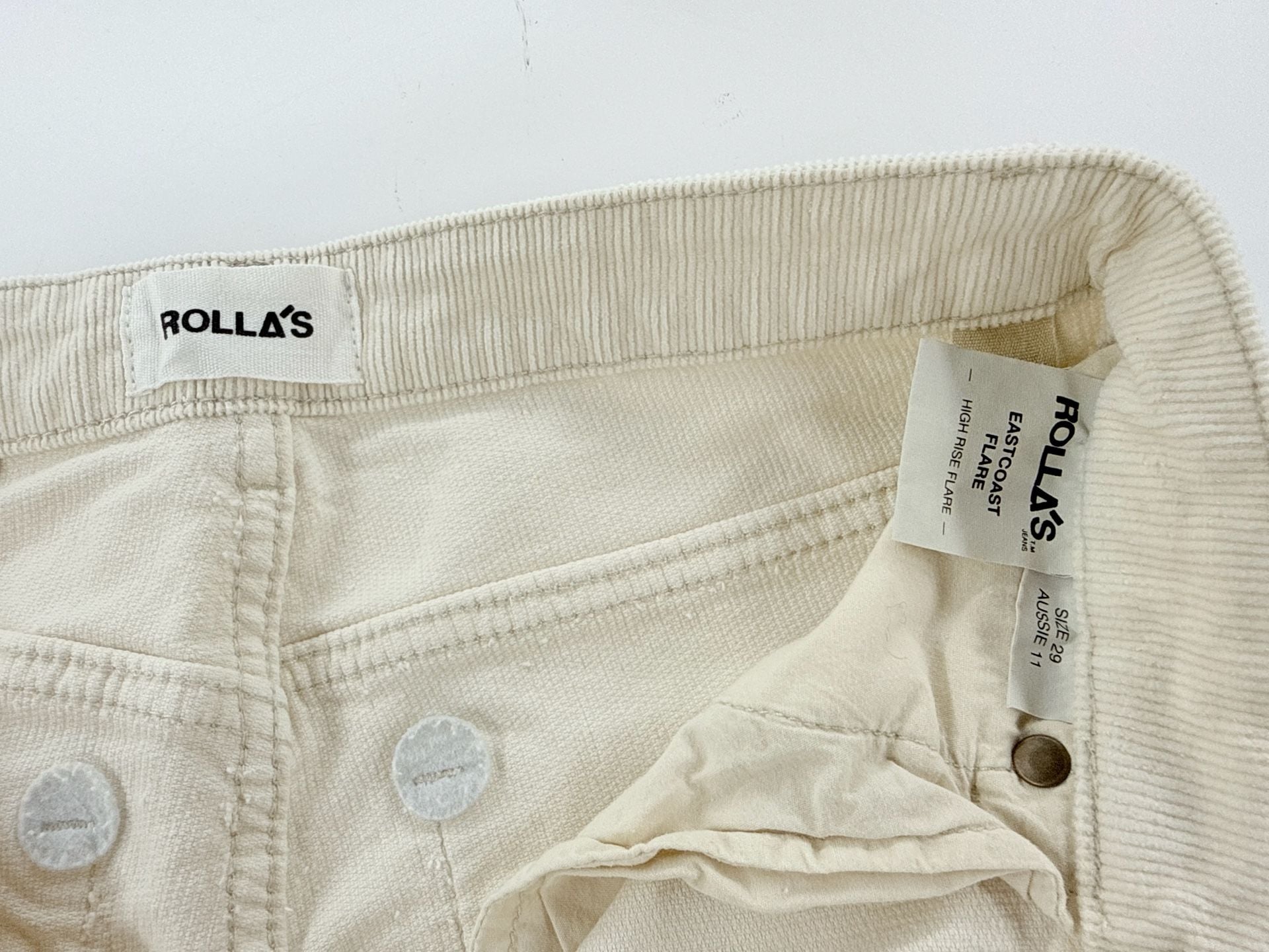 Rollas Eastcoast Flare Corduroy Pants Size 28 Off White 4