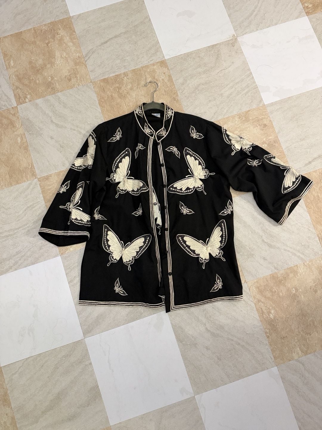 Joycelyn's Vintage Butterfly Embroidered Mandarin Jacket Size 18 2