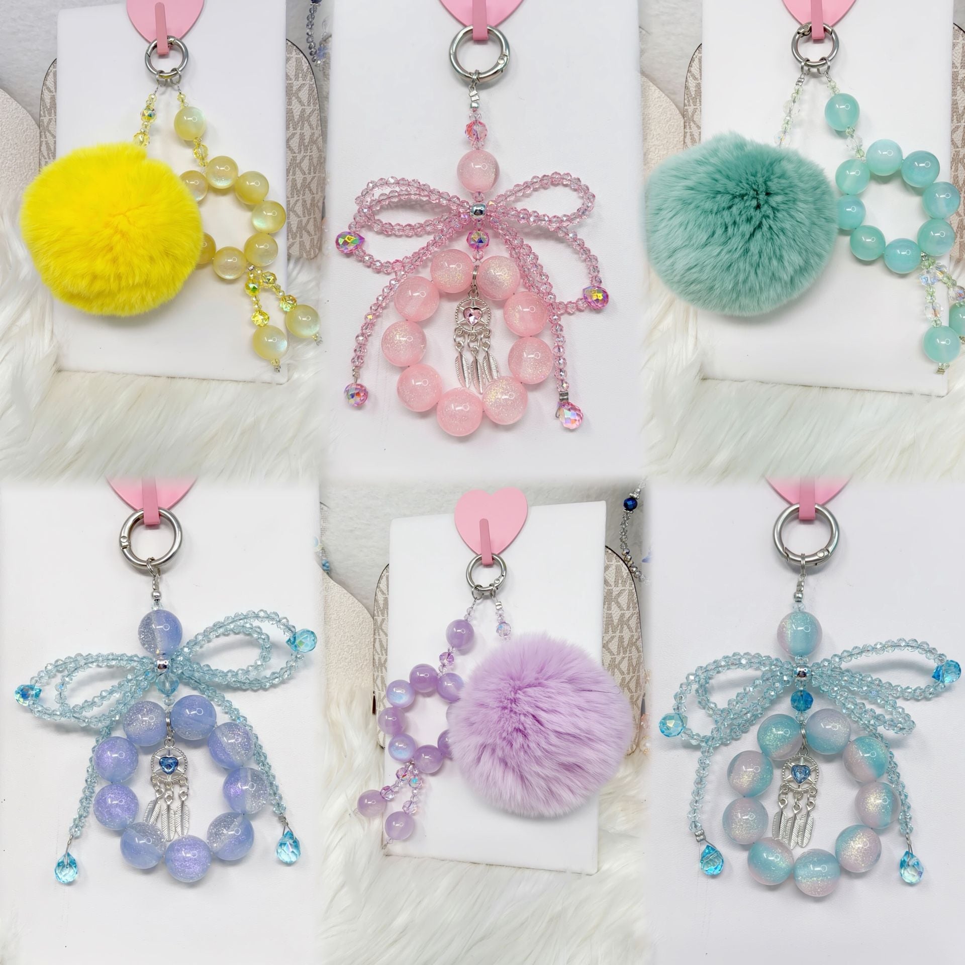 6 pieces handmade round shape with dream Cather charm or pompom 1