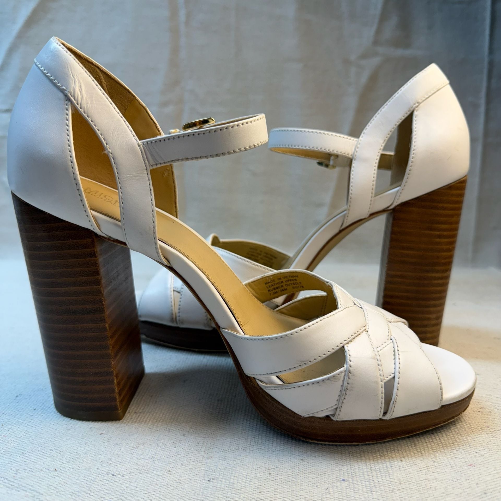Michael Michael Kors Heels Size 7.5M White Leather Platform 2