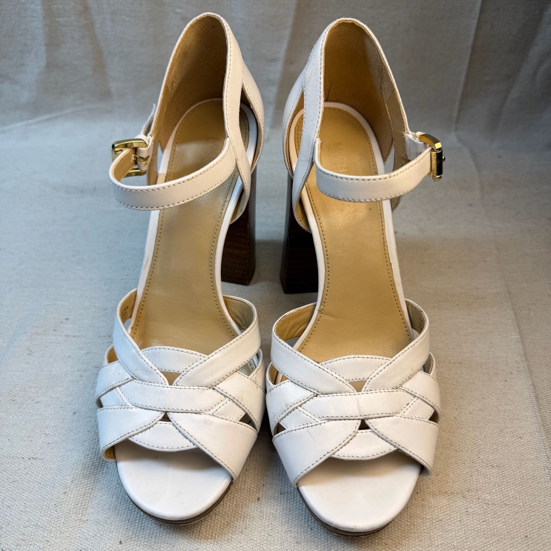 Michael Michael Kors Heels Size 7.5M White Leather Platform 3