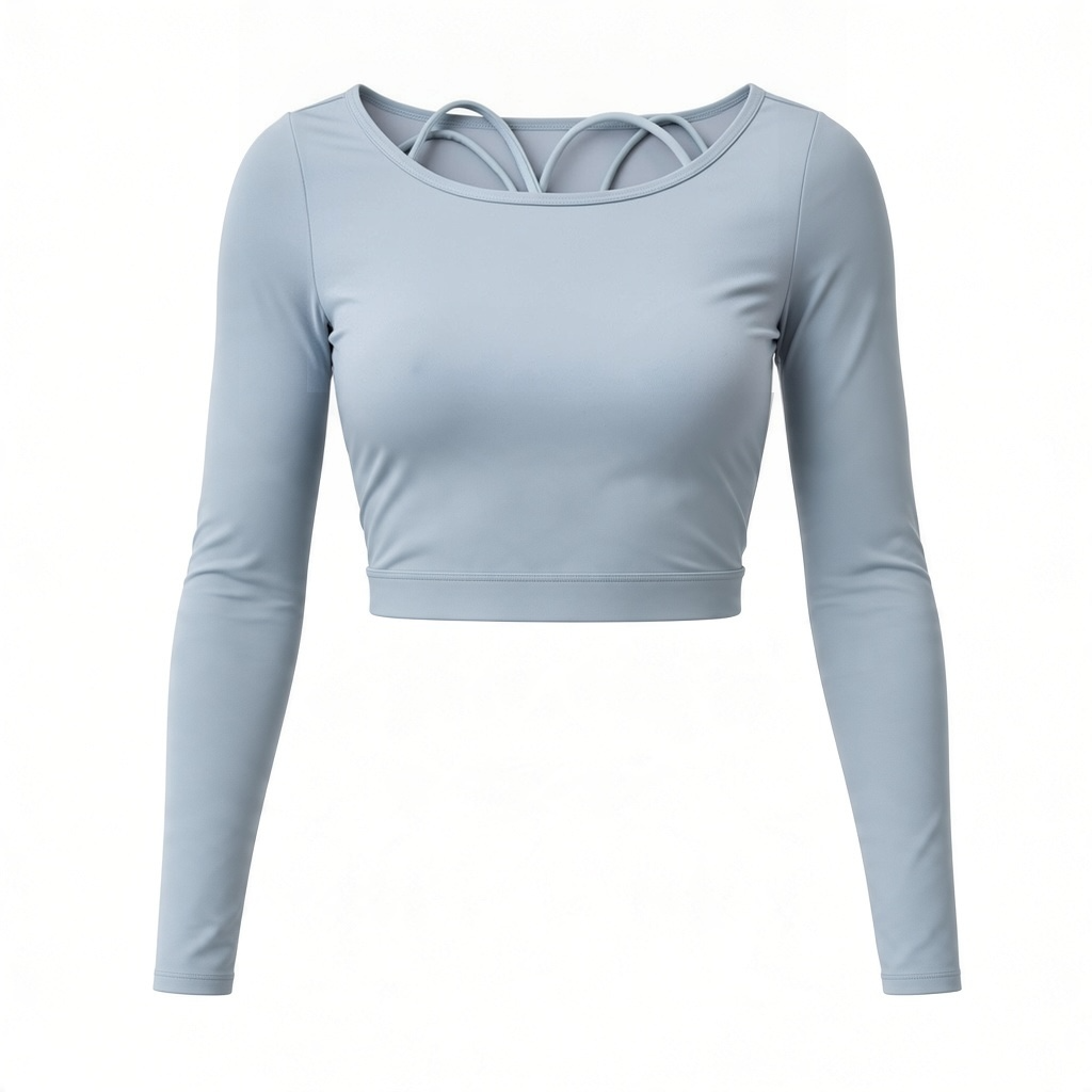 Move Theology Long Sleeve Crop Top Size L Light Blue Athletic 2