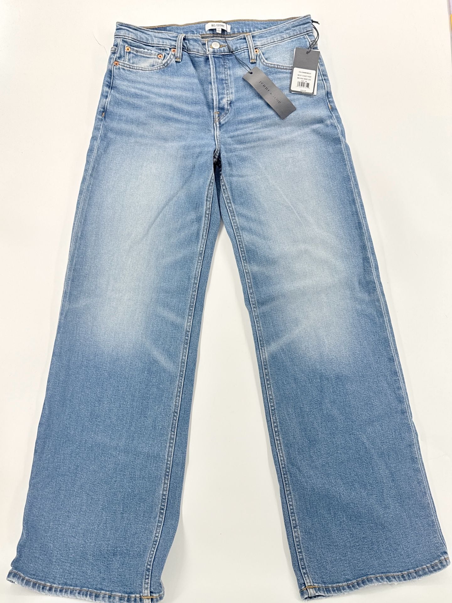 Jenni Kayne x Re/Done Mid Rise Wide Leg Jeans Size 30 West Coast Fade 3