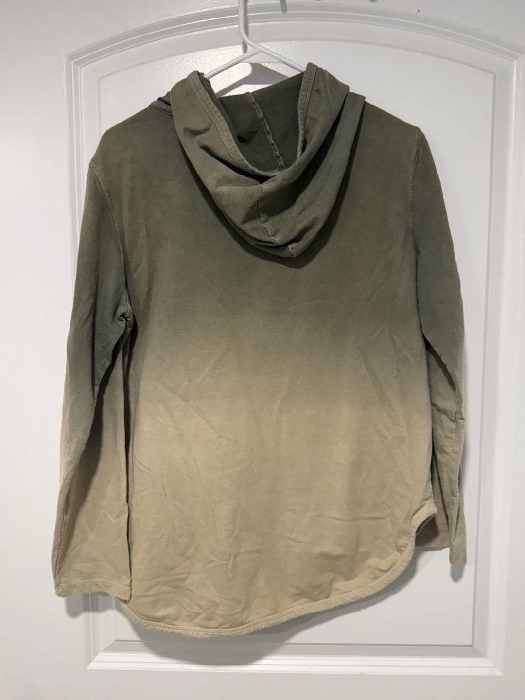 Olive Green Ombre Studded Zip Up Hoodie Boho Grunge Y2K Streetwear Size S 3