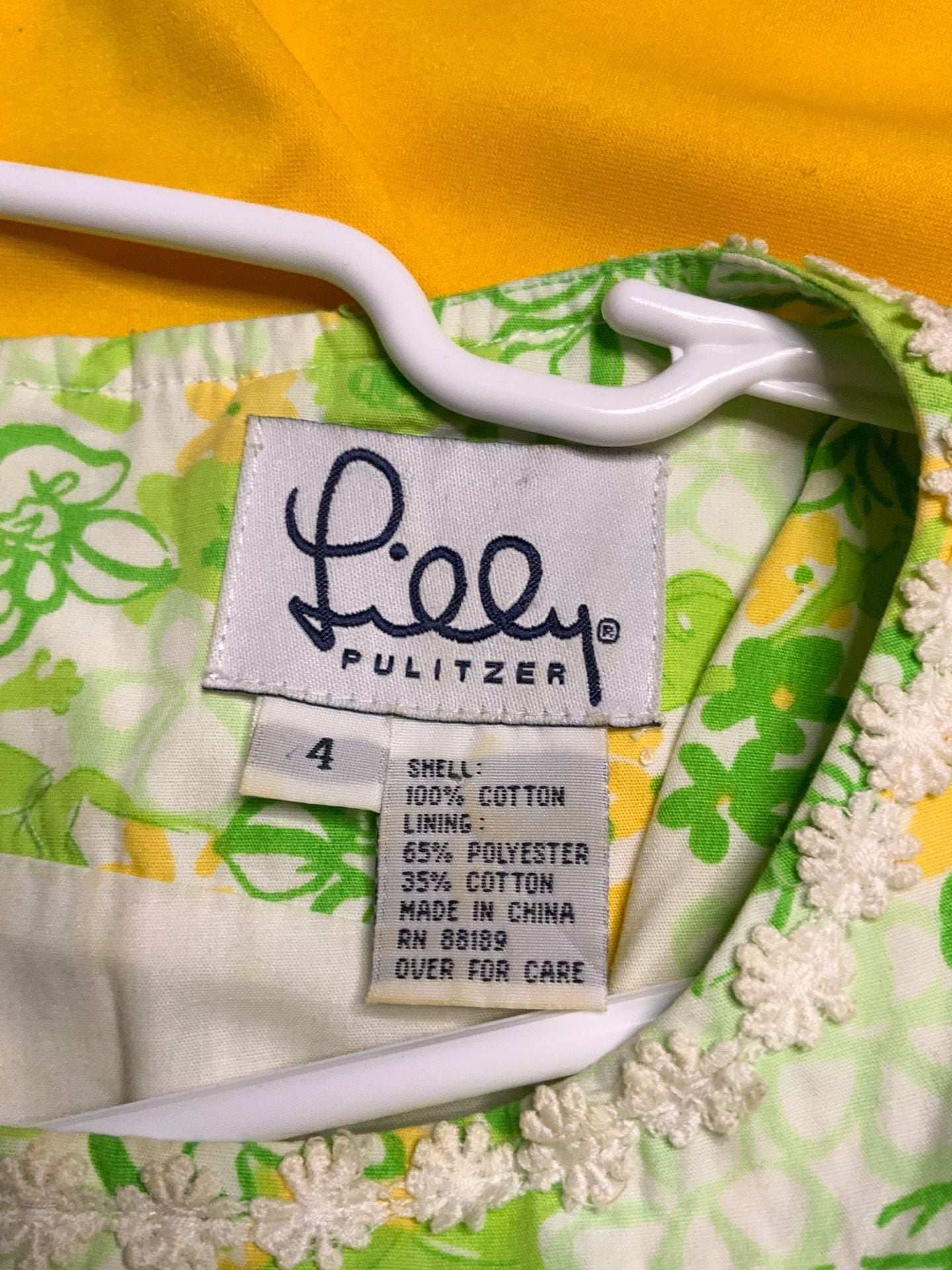 Lilly Pulitzer Floral Frog Tank Top Women’s Size 4 Green Yellow 3