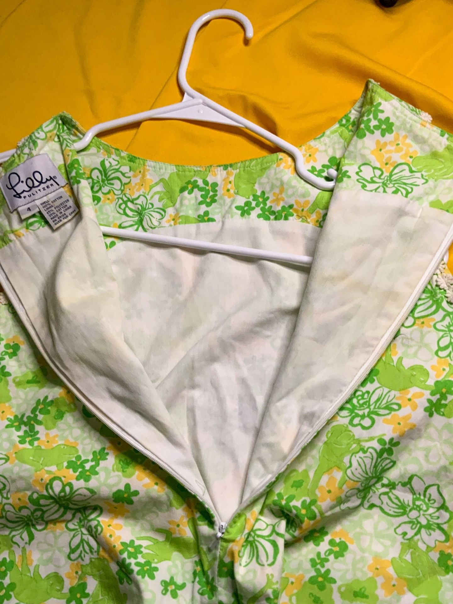 Lilly Pulitzer Floral Frog Tank Top Women’s Size 4 Green Yellow 6