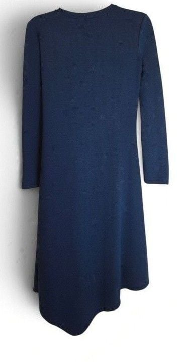 Zara Long Sleeve Asymmetrical Dress Size S Blue Polyester 4