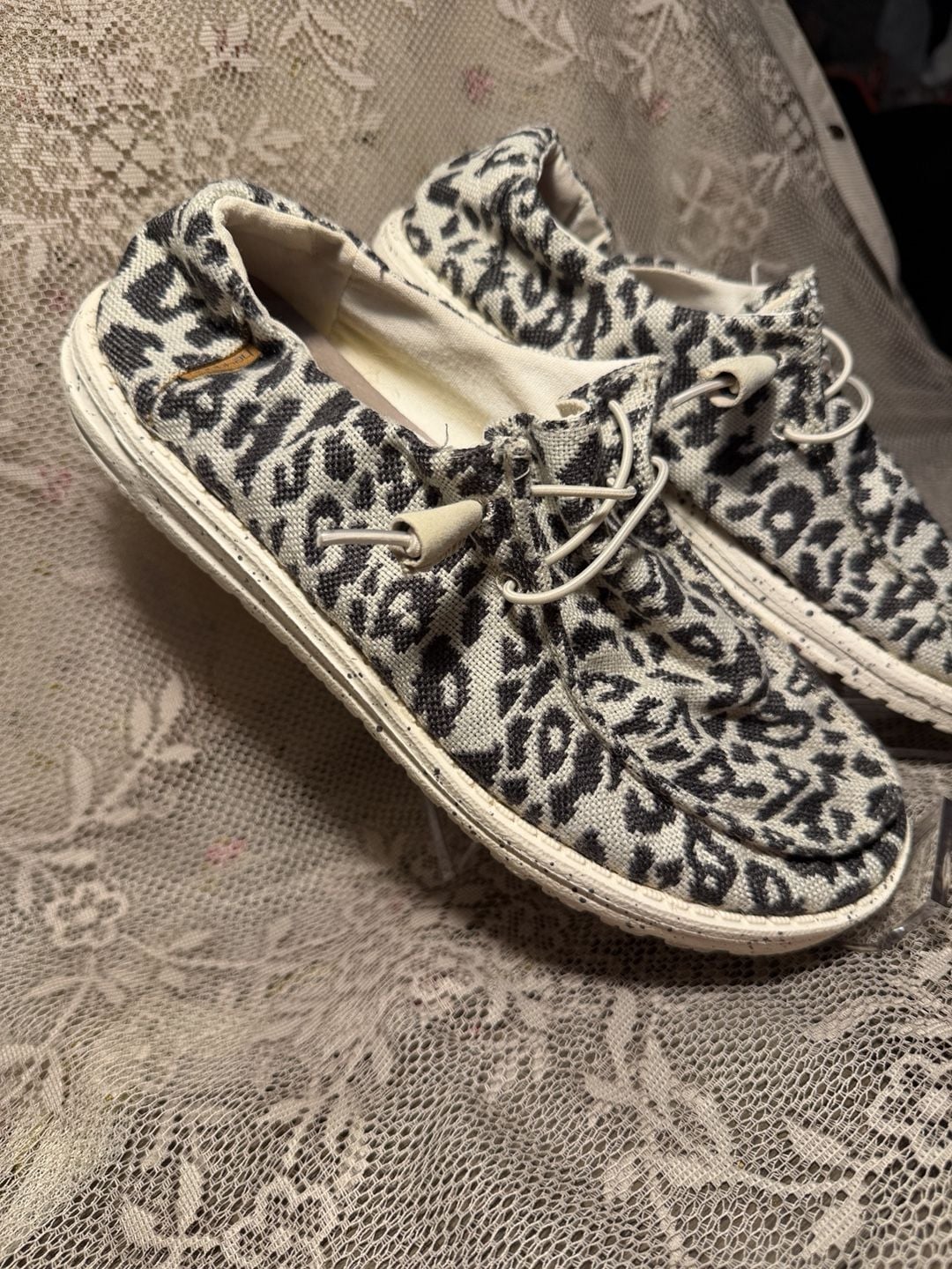 LUS 18 Hey Dude Wendy Woven Cheetah Size 10 Gray Animal Print 3