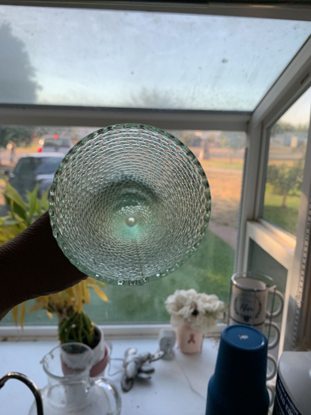 Vintage Green Glass Hobnail Bud Vase Pedestal Footed 10 Inches 4
