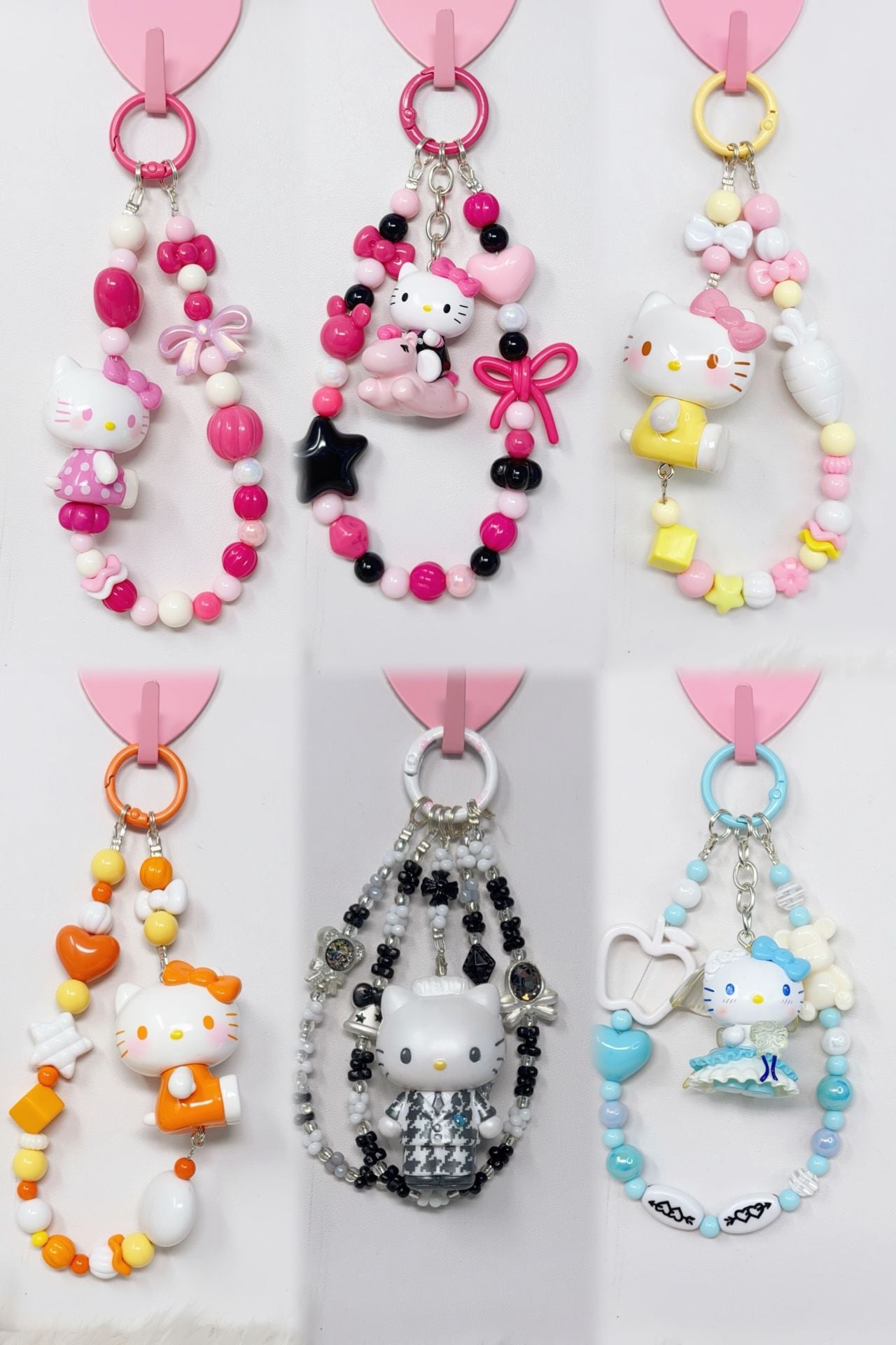 Sanrio Hello Kitty Beaded Phone Strap Keychain bag charm 1