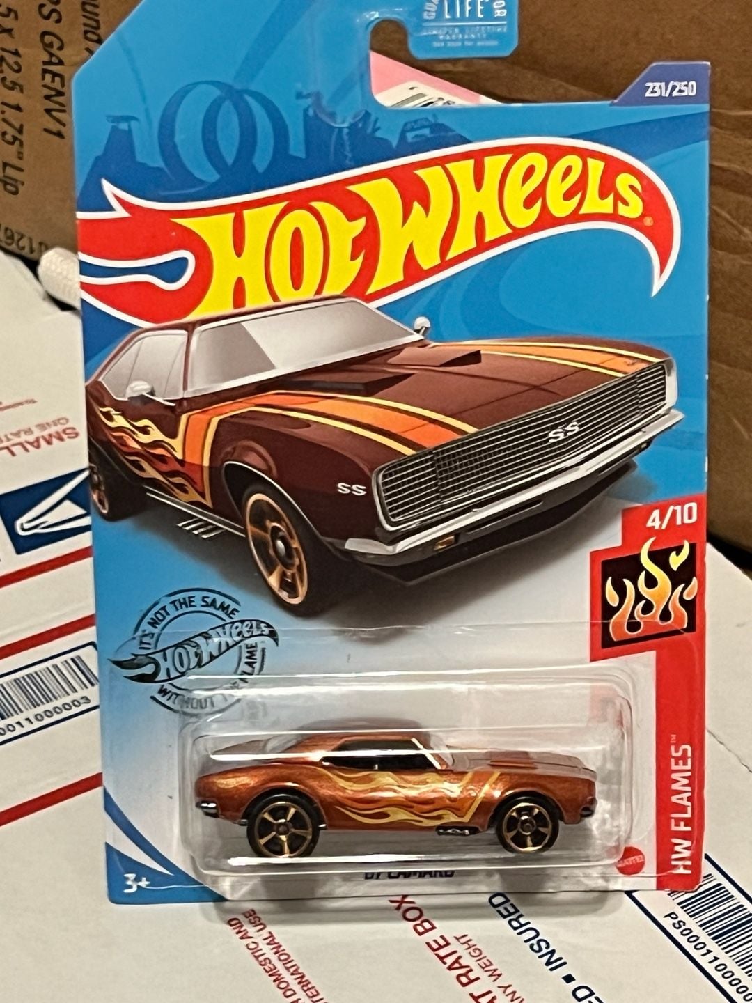 Hot Wheels '67 Camaro HW Flames Brown Diecast Car New 1