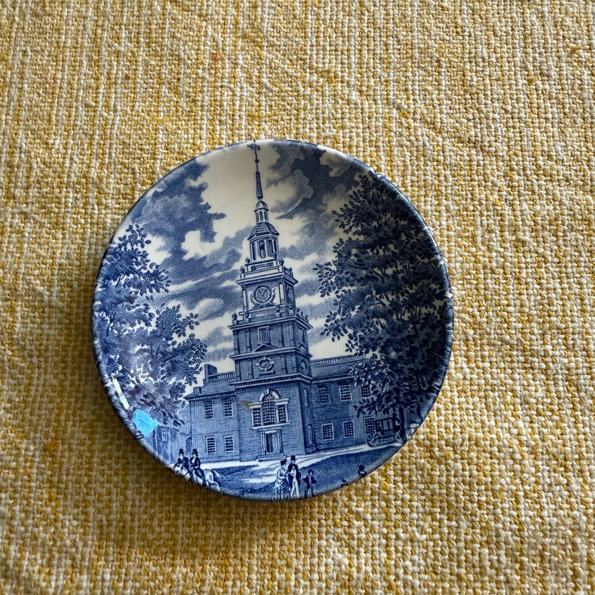 Liberty Blue Historic Colonial Scenes Independence Hall Saucer 1