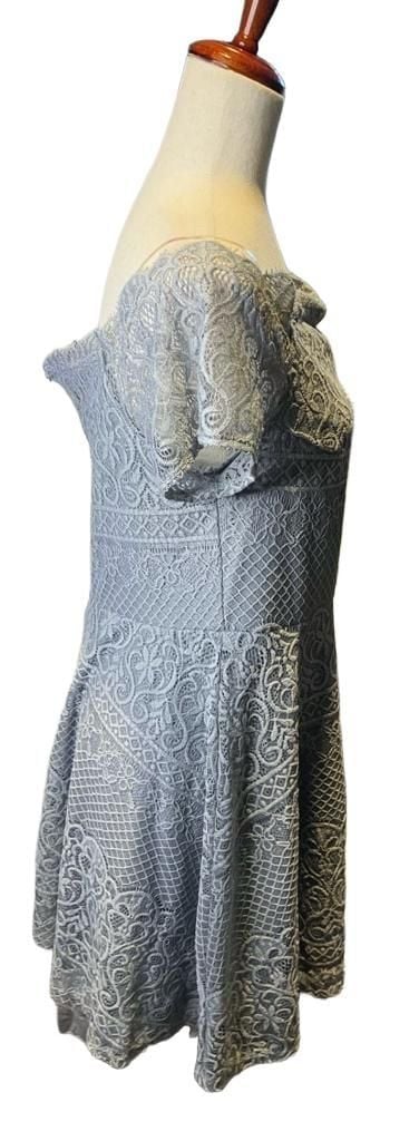 Rewind Gray Lace Dress Size XL Lace Overlay Lined Zipper in Back ..., 3