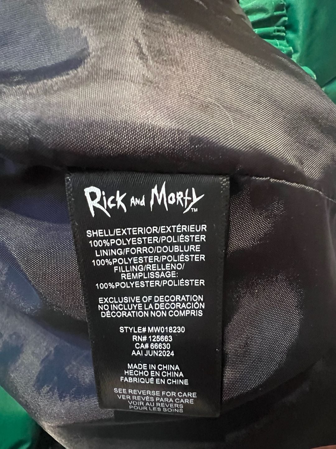 Members Only Rick And Morty Color Block Green and Blue Puffer Jacket Large 12