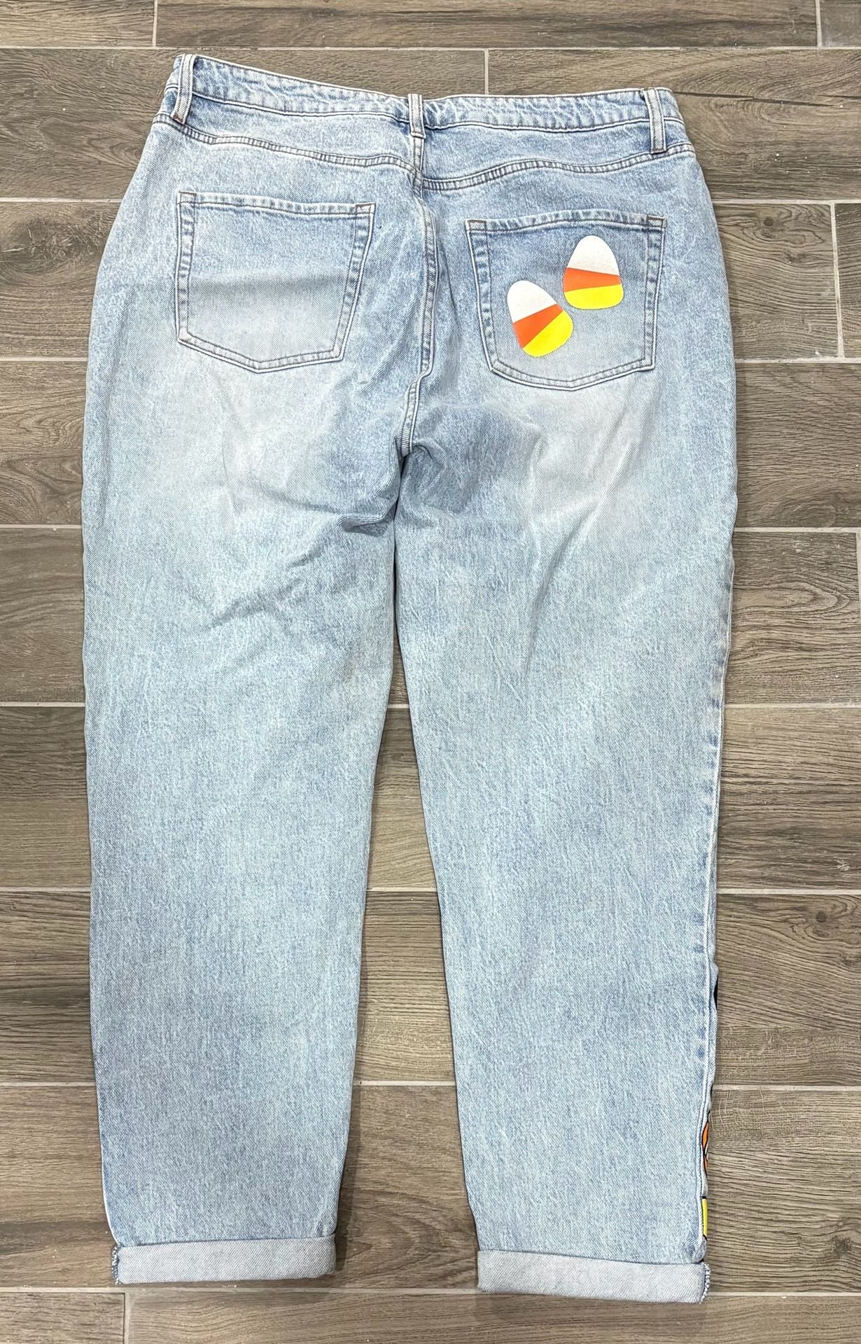 Disney Parks Mickey & Donald Halloween Denim Jeans Light Wash Size XL 4