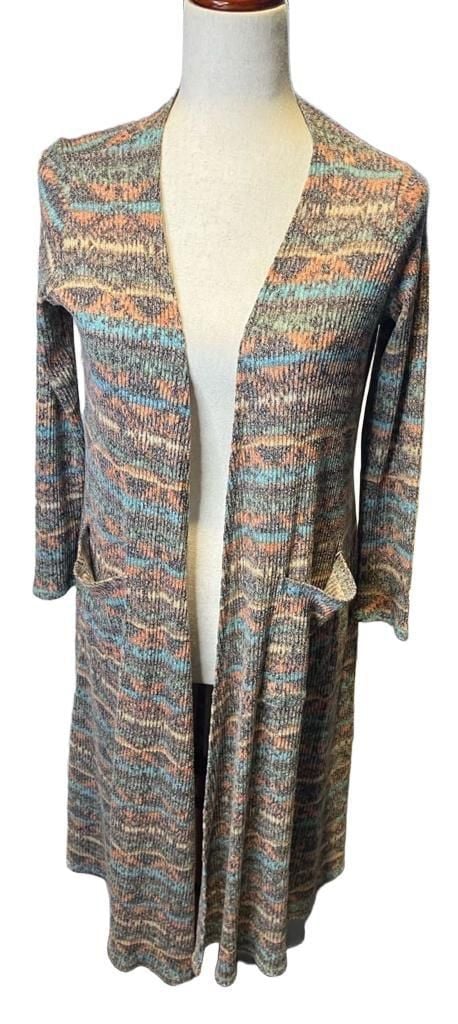 Lularoe Striped Open Front Duster Jacket Women's Size S Cardigan ..., 2