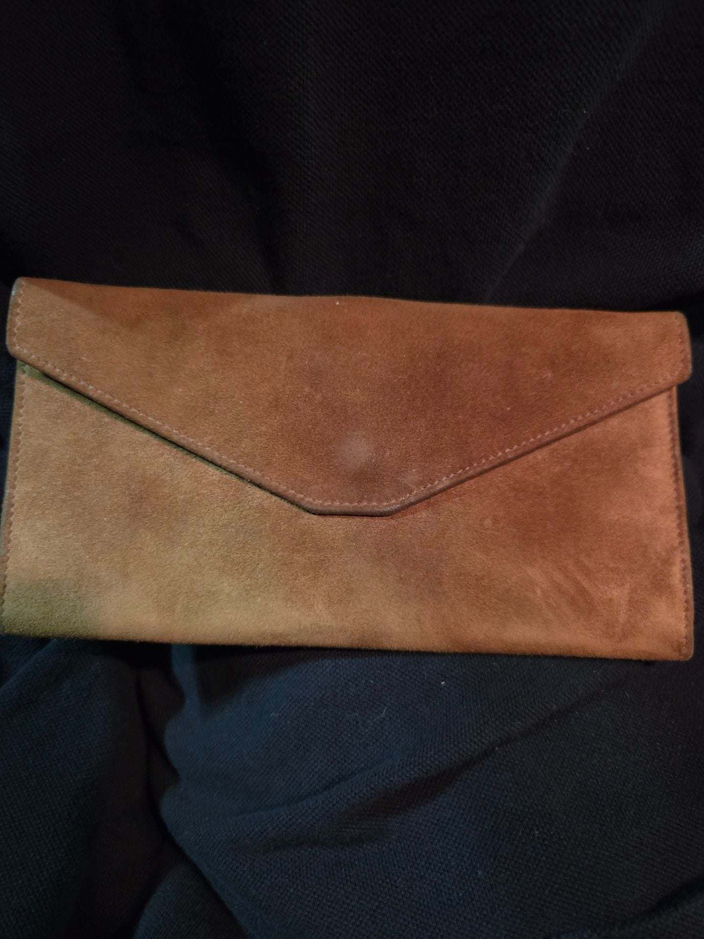 Vintage Gucci Suede Long Wallet Brown Yellow Gold Hardware 3