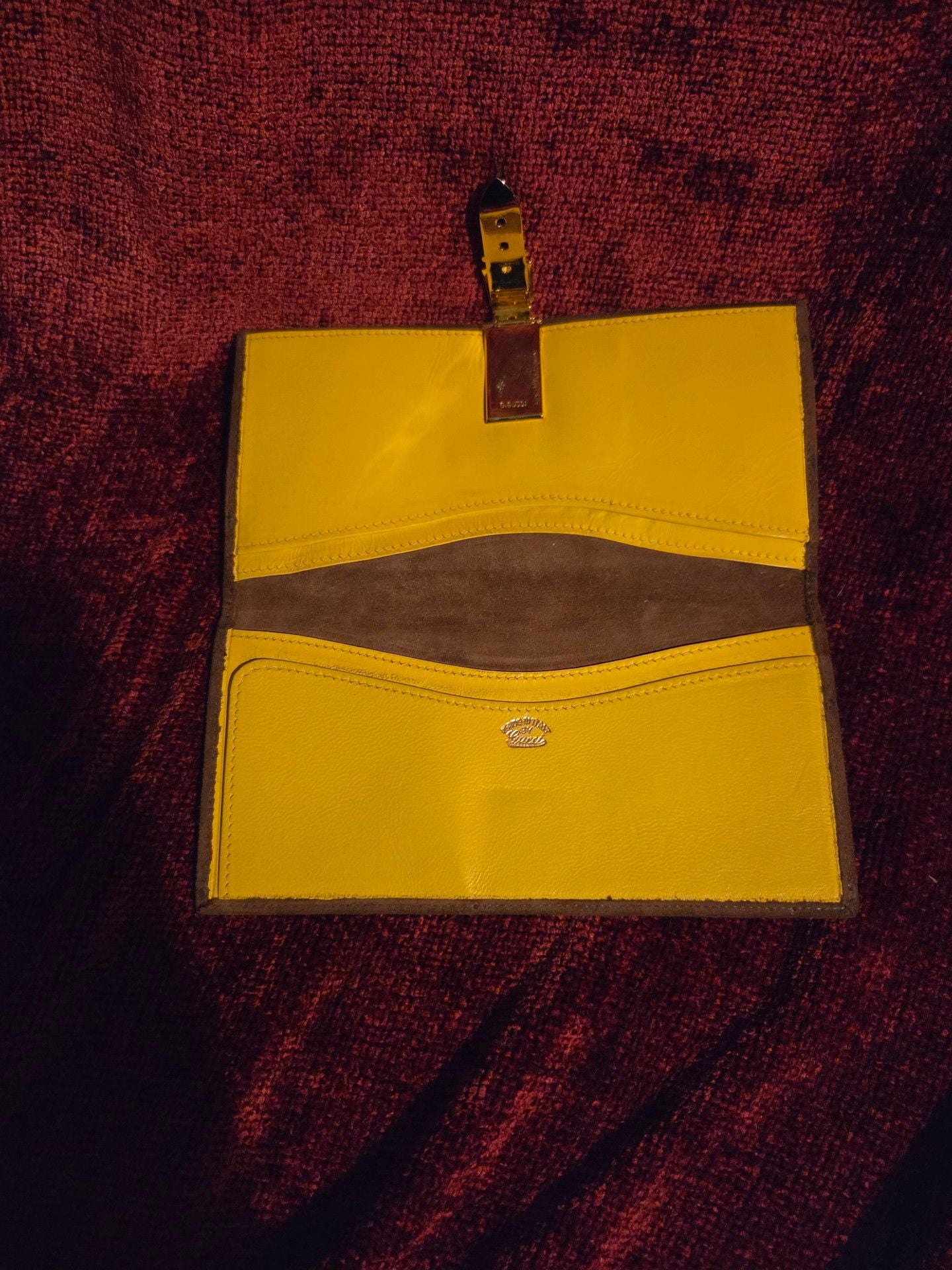 Vintage Gucci Suede Long Wallet Brown Yellow Gold Hardware 6