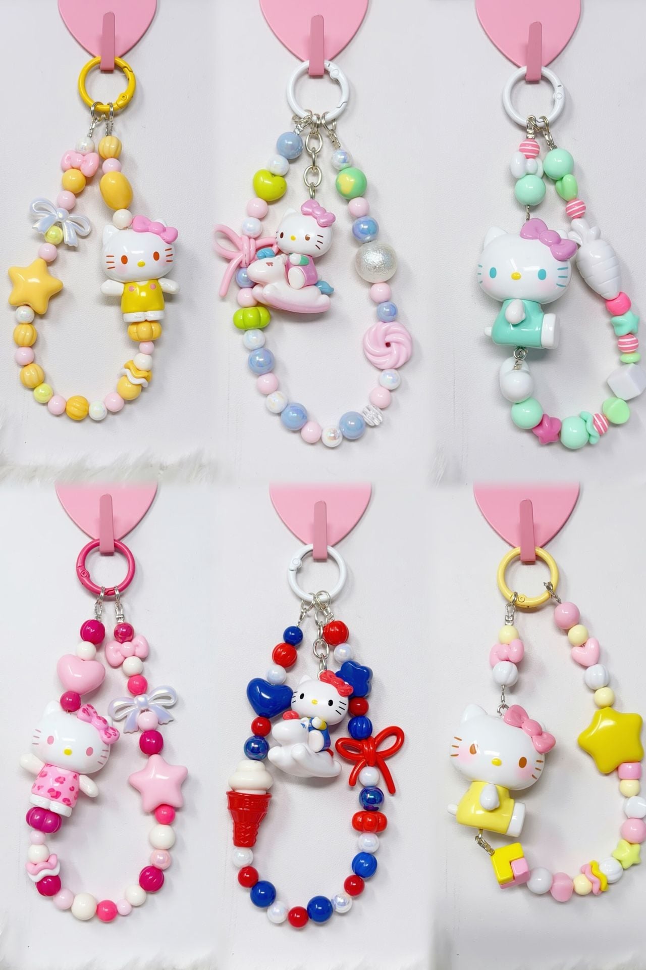 6 pieces handmade beaded Hello Kitty charm 1