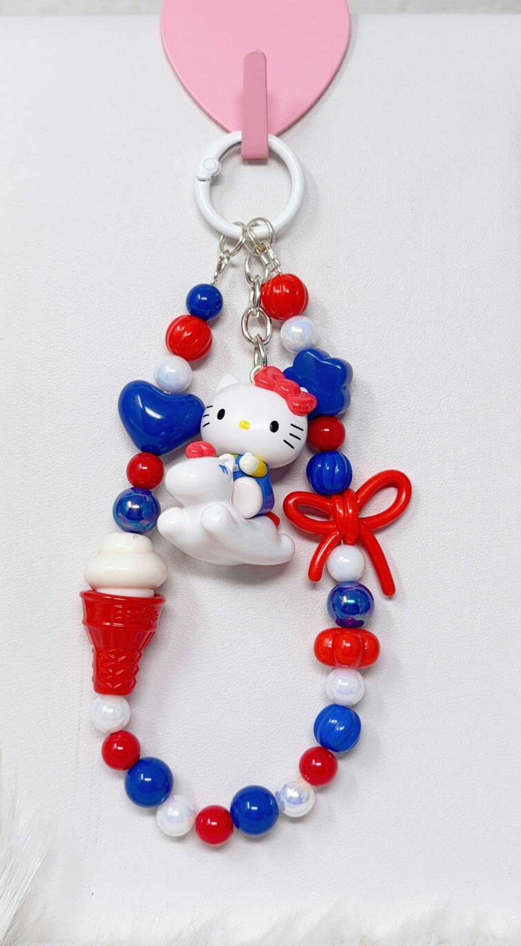 6 pieces handmade beaded Hello Kitty charm 3