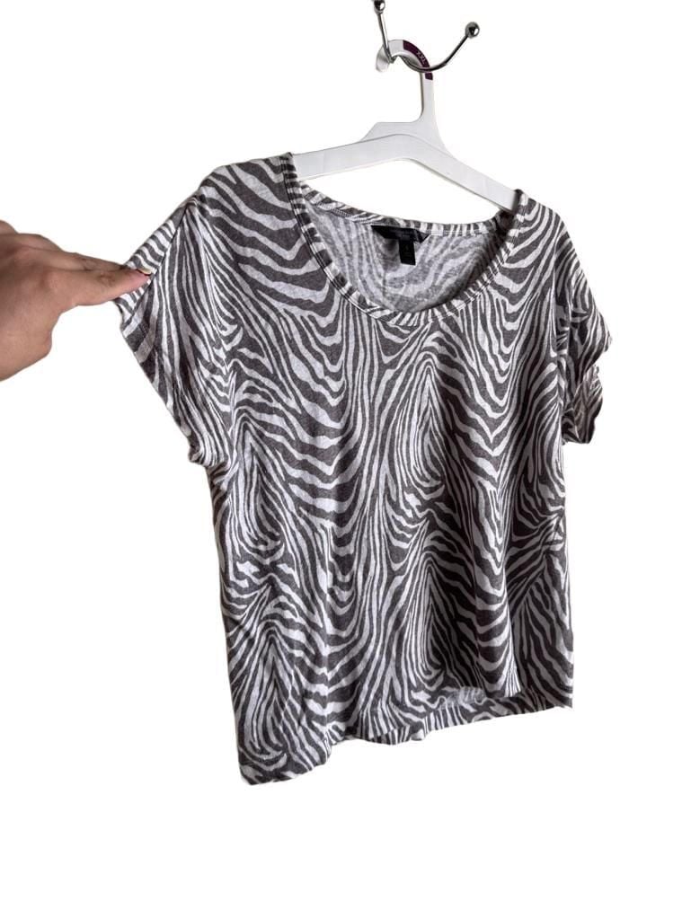 Banana Republic Linen T-Shirt Size S Gray Zebra Print 100% Linen 2