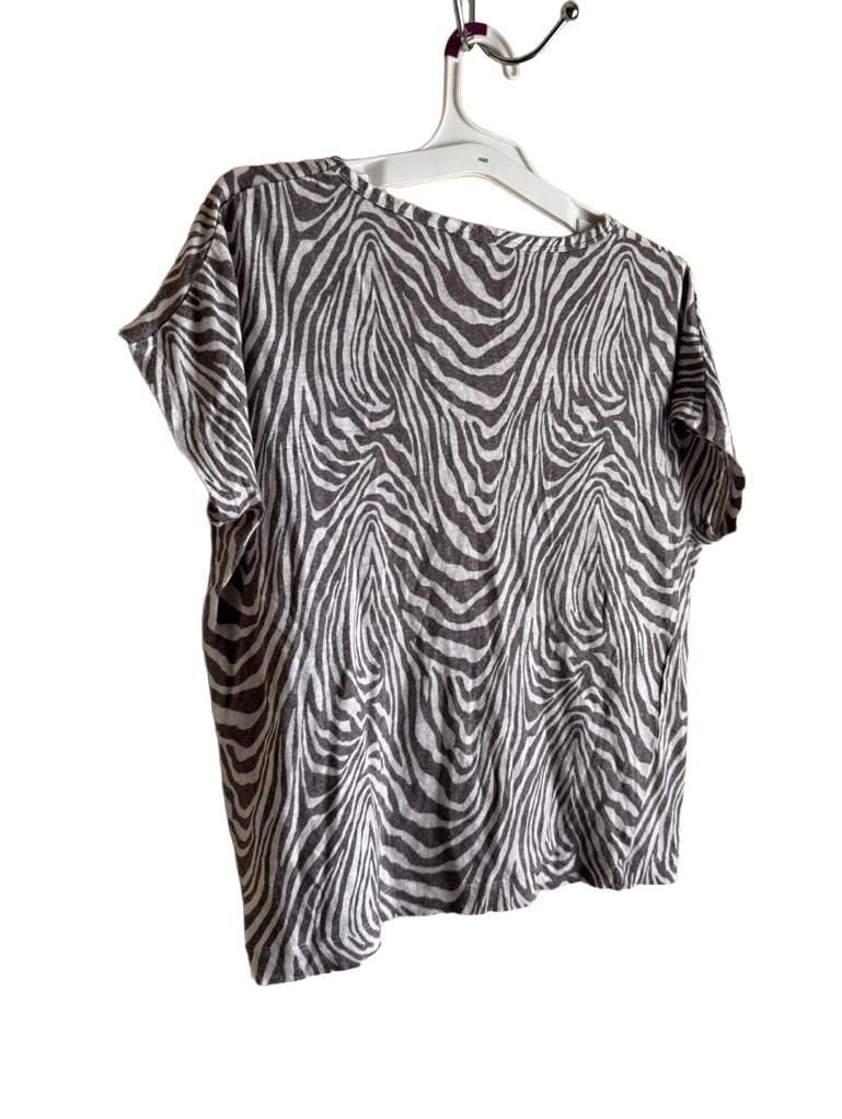 Banana Republic Linen T-Shirt Size S Gray Zebra Print 100% Linen 4