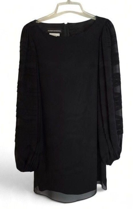 Donna Morgan Black Dress Size 4(S) Sheer Long Sleeve 3