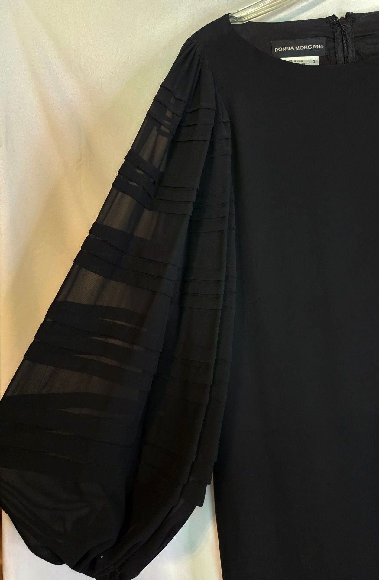 Donna Morgan Black Dress Size 4(S) Sheer Long Sleeve 6