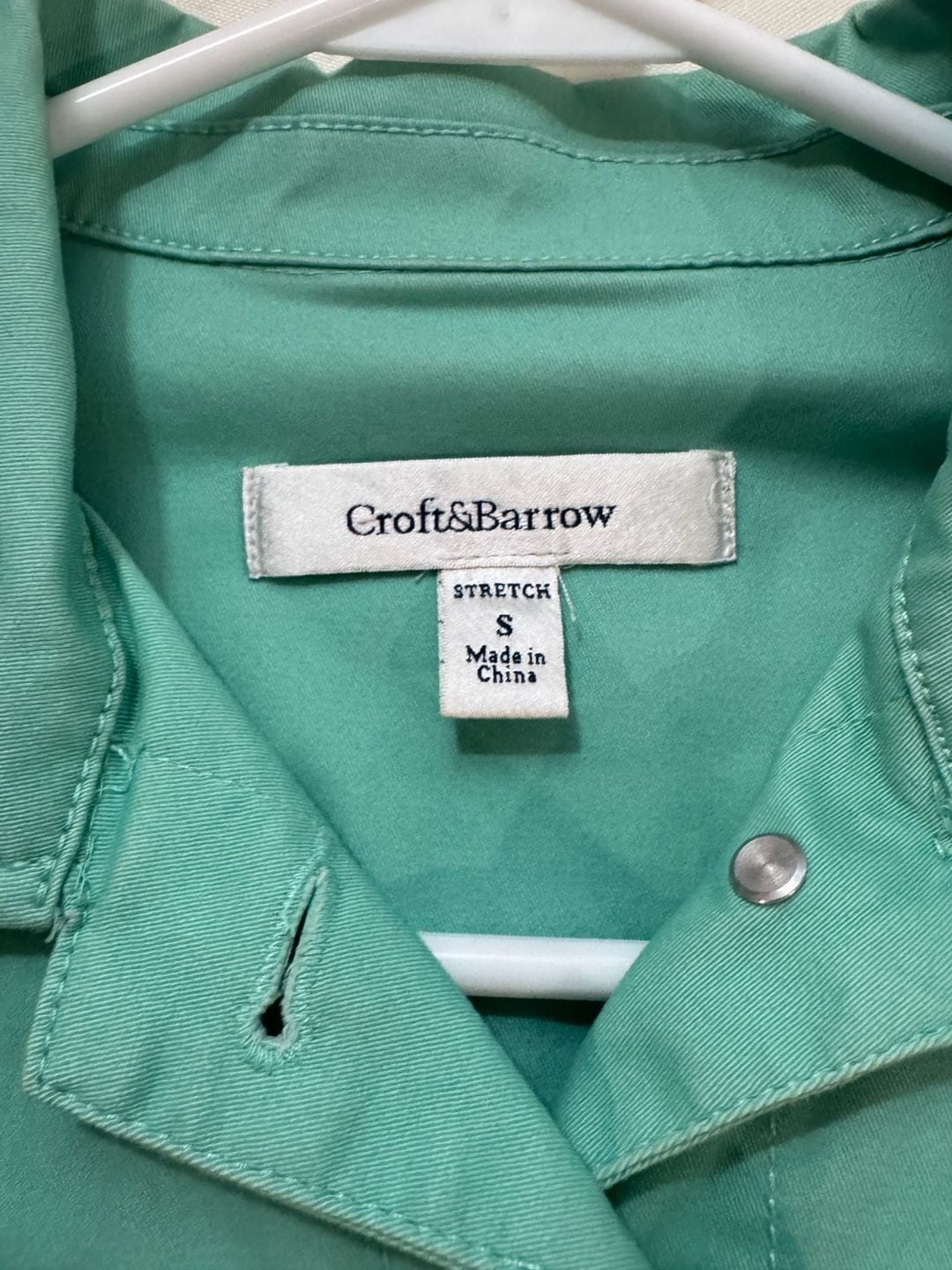 Mint Green Stretch Denim Jacket Button Front Coastal Preppy Casual Size S 4
