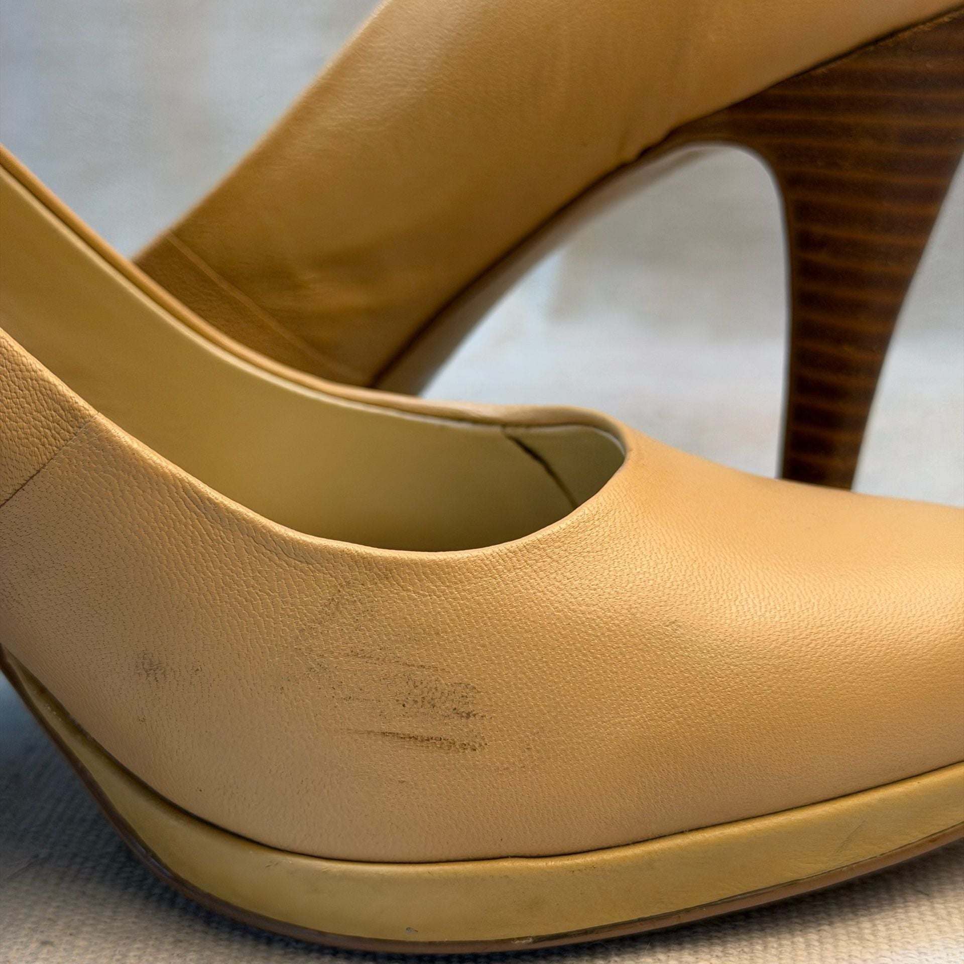 Nine West Nude Platform Pumps Stilettos Heels 8