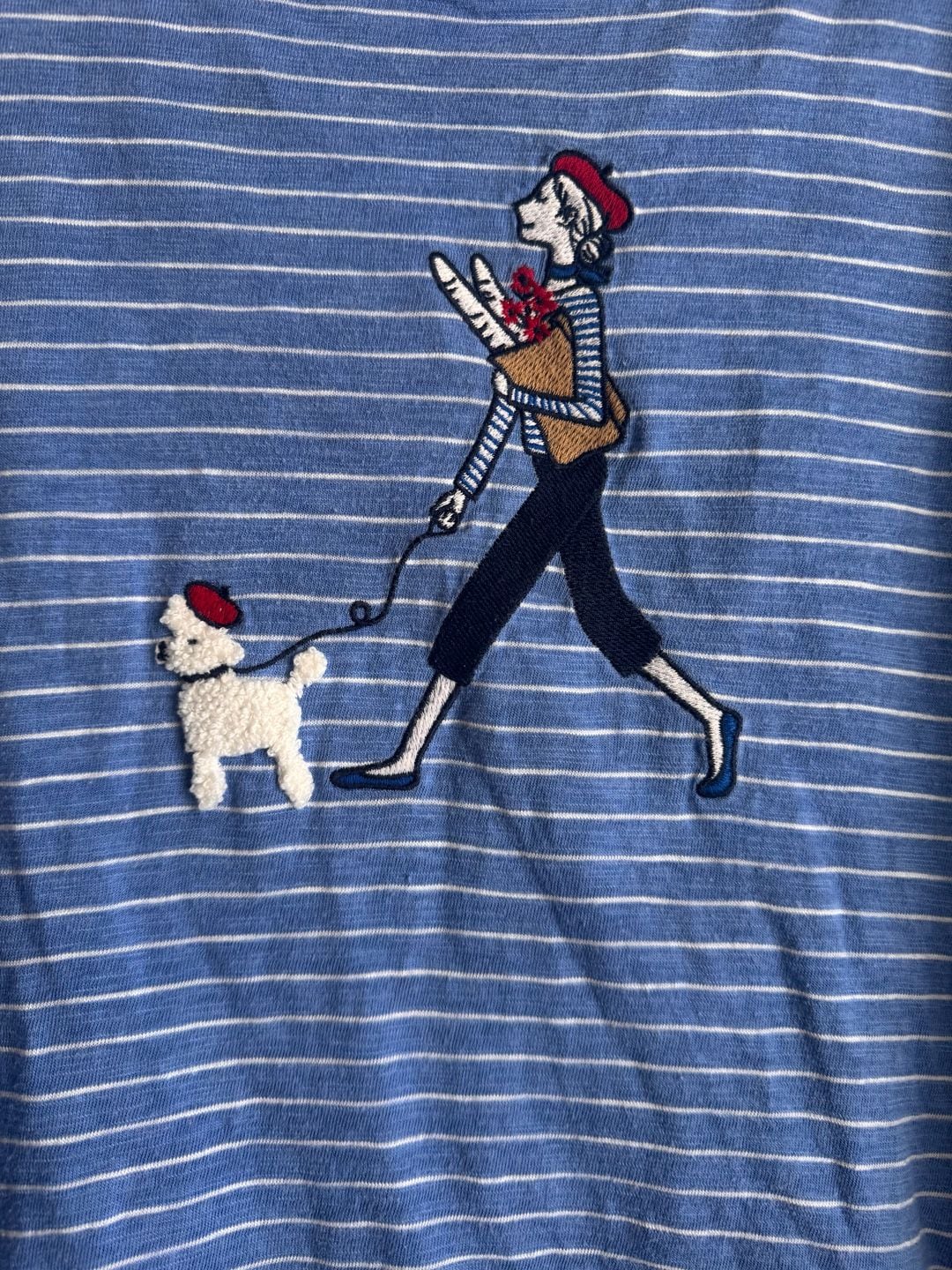 Talbots Striped Parisian Woman & Poodle Top Size M 4