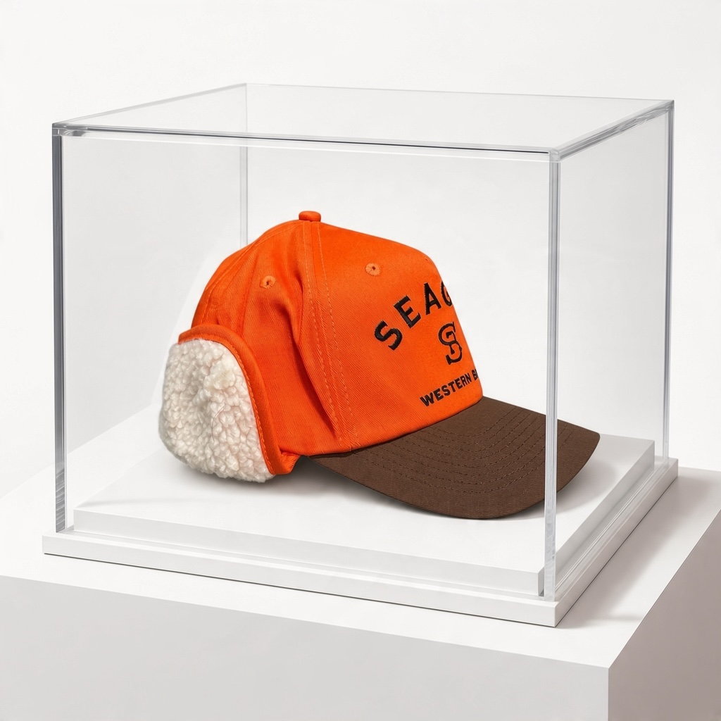 Seager Western Brand Ear Flap Hat Orange Brown Sherpa Lined Cap NWT 2