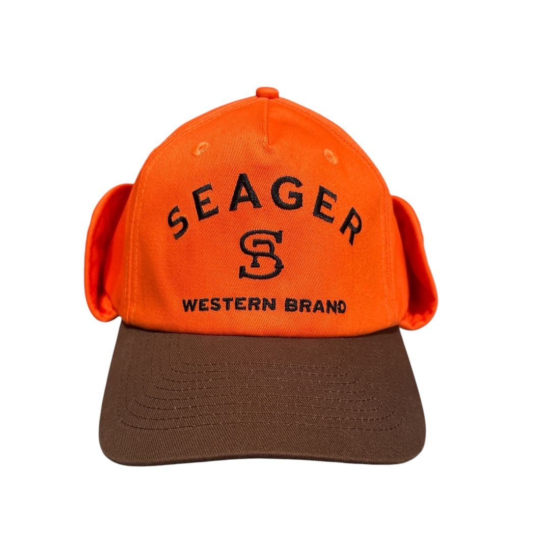Seager Western Brand Ear Flap Hat Orange Brown Sherpa Lined Cap NWT 3