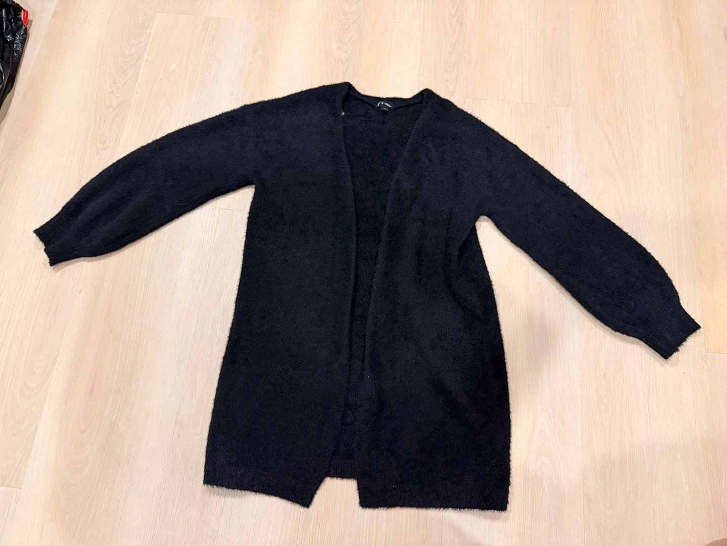 Art Class Black Fuzzy Cardigan Sweater Size XL 2