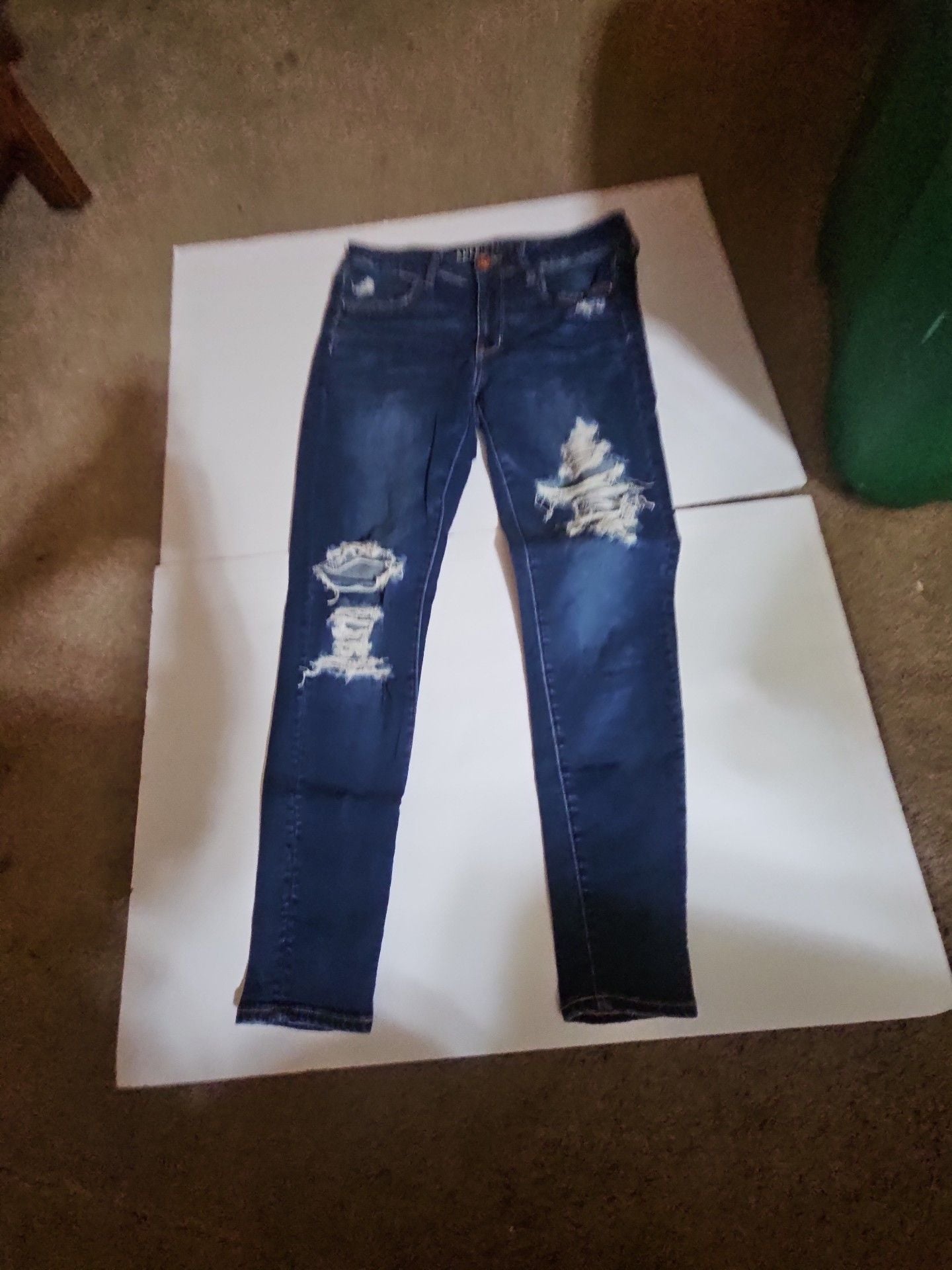 American Eagle Super Stretch Jegging Size 10 Regular Distressed Blue Jeans 2